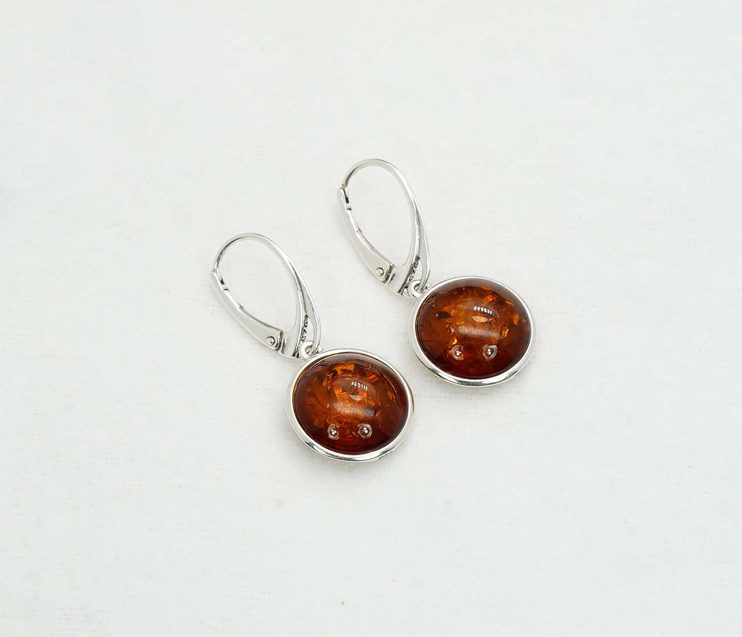 925 Solid Sterling Silver Natural Baltic Amber Hook Earring - 4.1 Grams