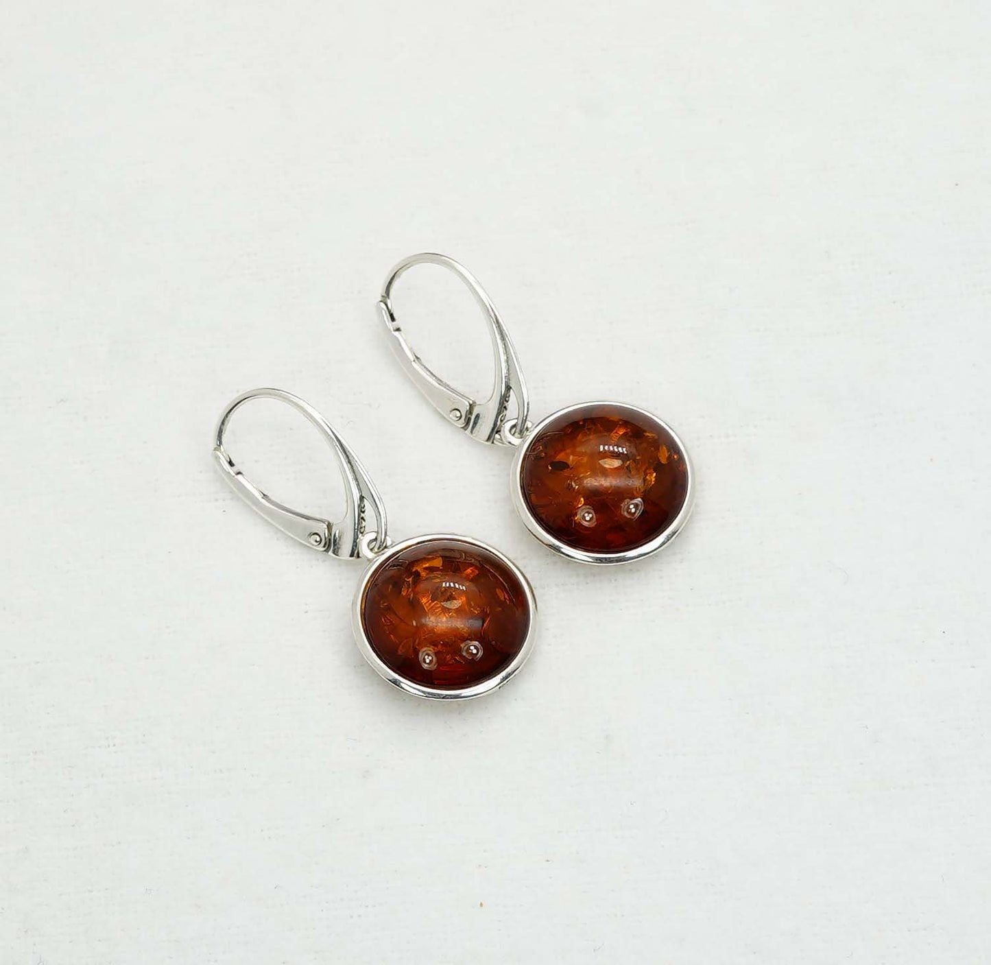 925 Solid Sterling Silver Natural Baltic Amber Hook Earring - 4.1 Grams