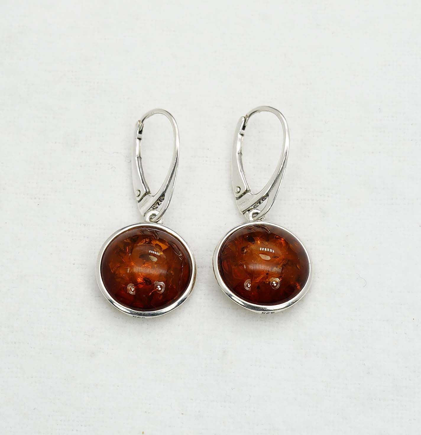 925 Solid Sterling Silver Natural Baltic Amber Hook Earring - 4.1 Grams