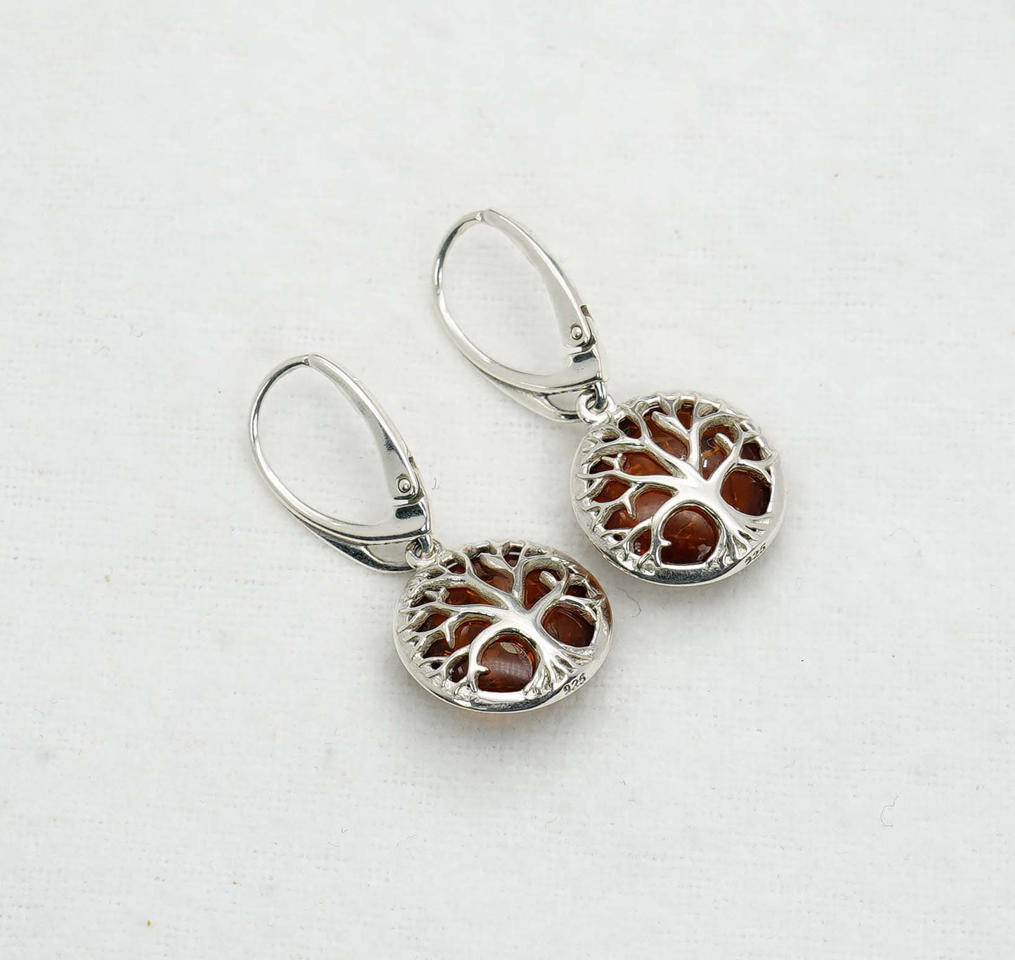 925 Solid Sterling Silver Natural Baltic Amber Hook Earring - 4.1 Grams