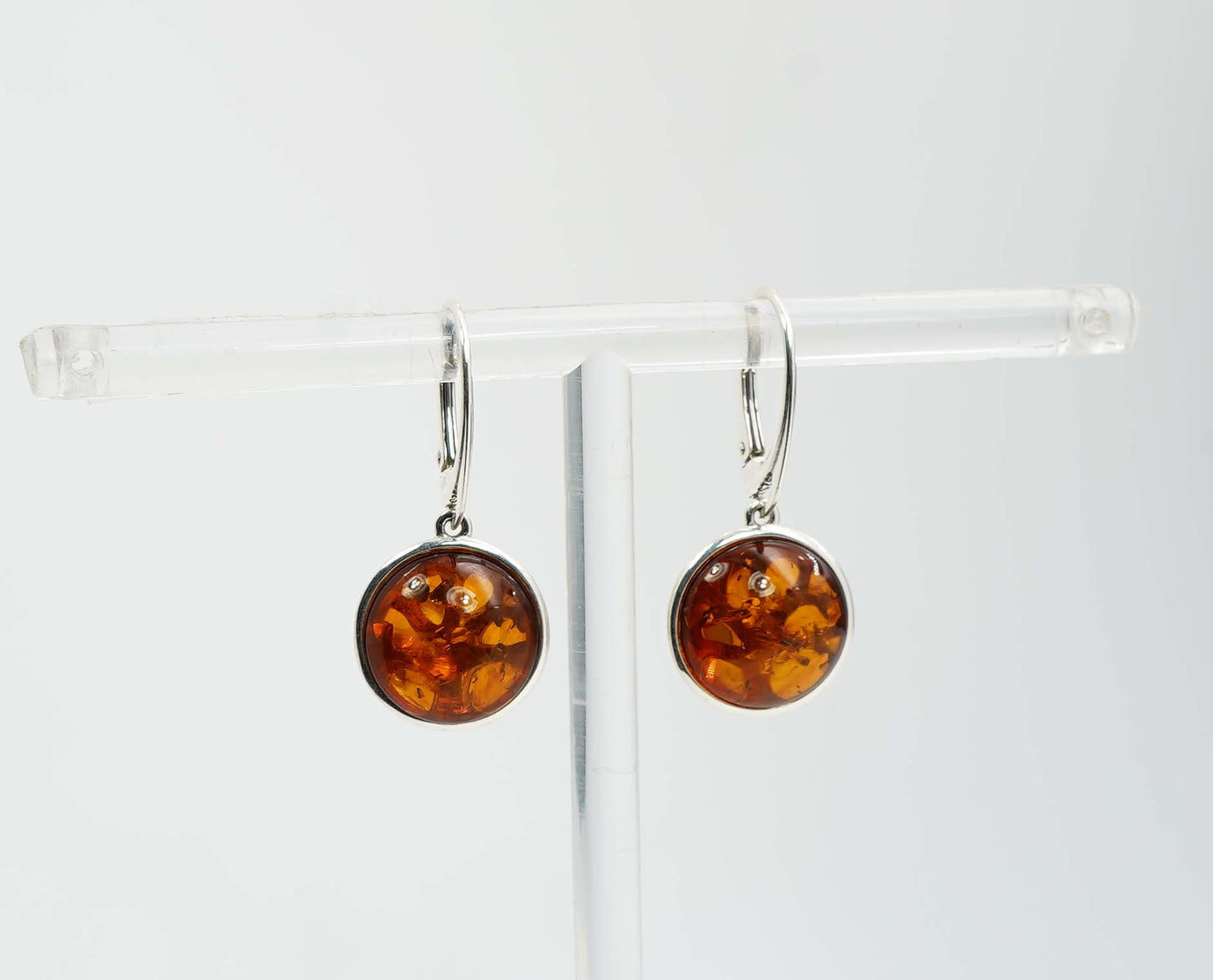 925 Solid Sterling Silver Natural Baltic Amber Hook Earring - 4.1 Grams