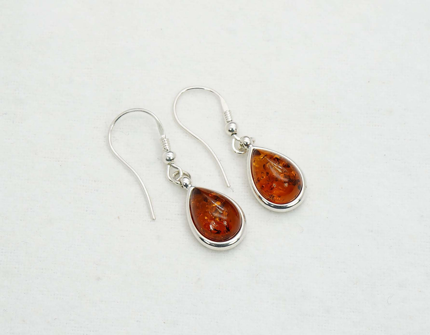 925 Solid Sterling Silver Natural Baltic Amber Hook Earring - 4.5 Grams