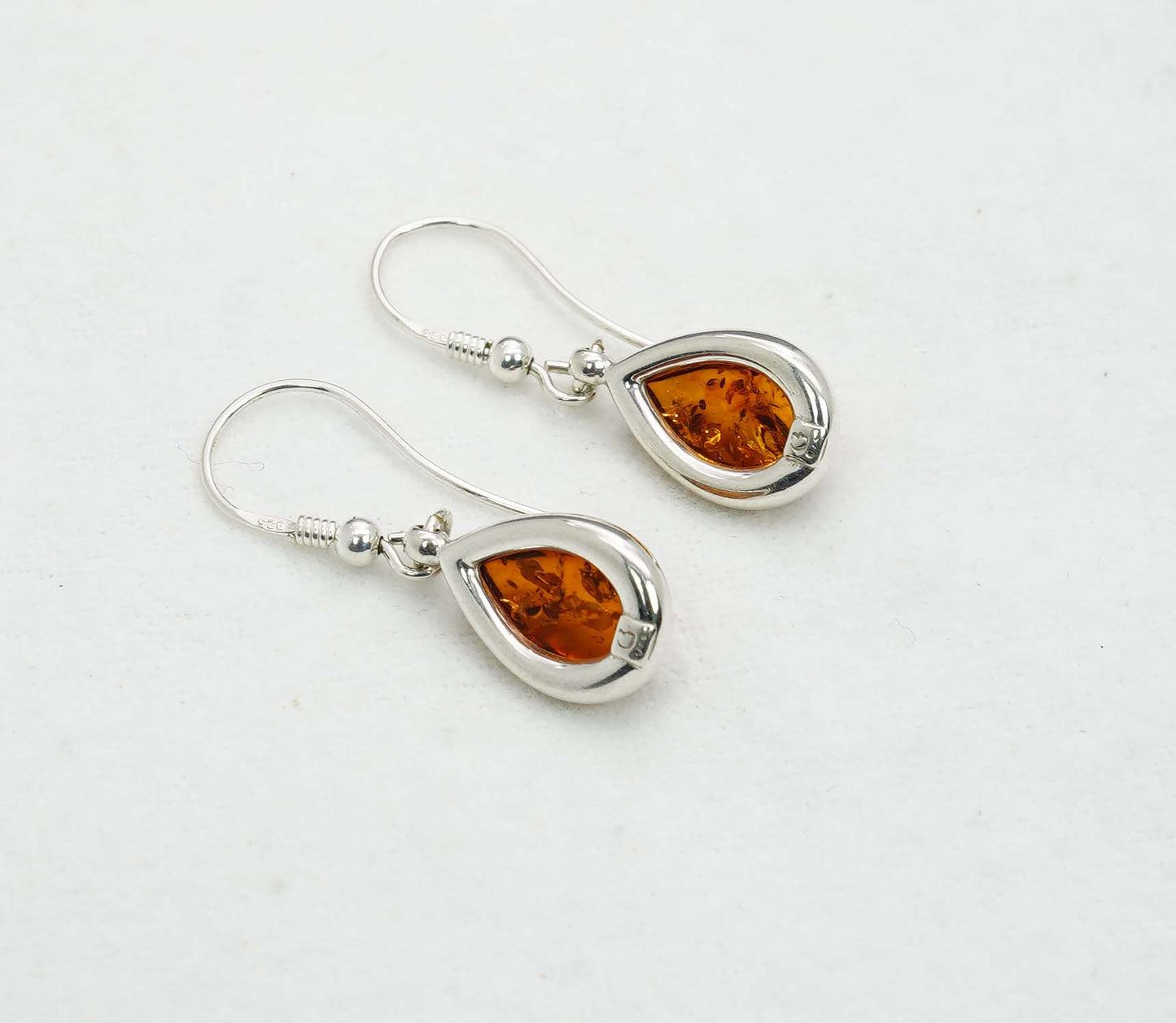 925 Solid Sterling Silver Natural Baltic Amber Hook Earring - 4.5 Grams
