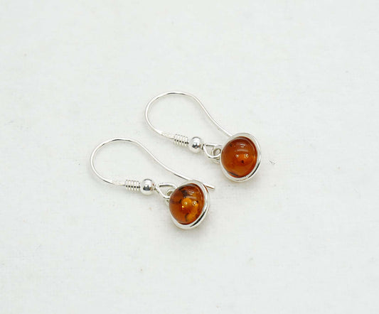 925 Solid Sterling Silver Natural Baltic Amber Hook Earring - 2 Grams