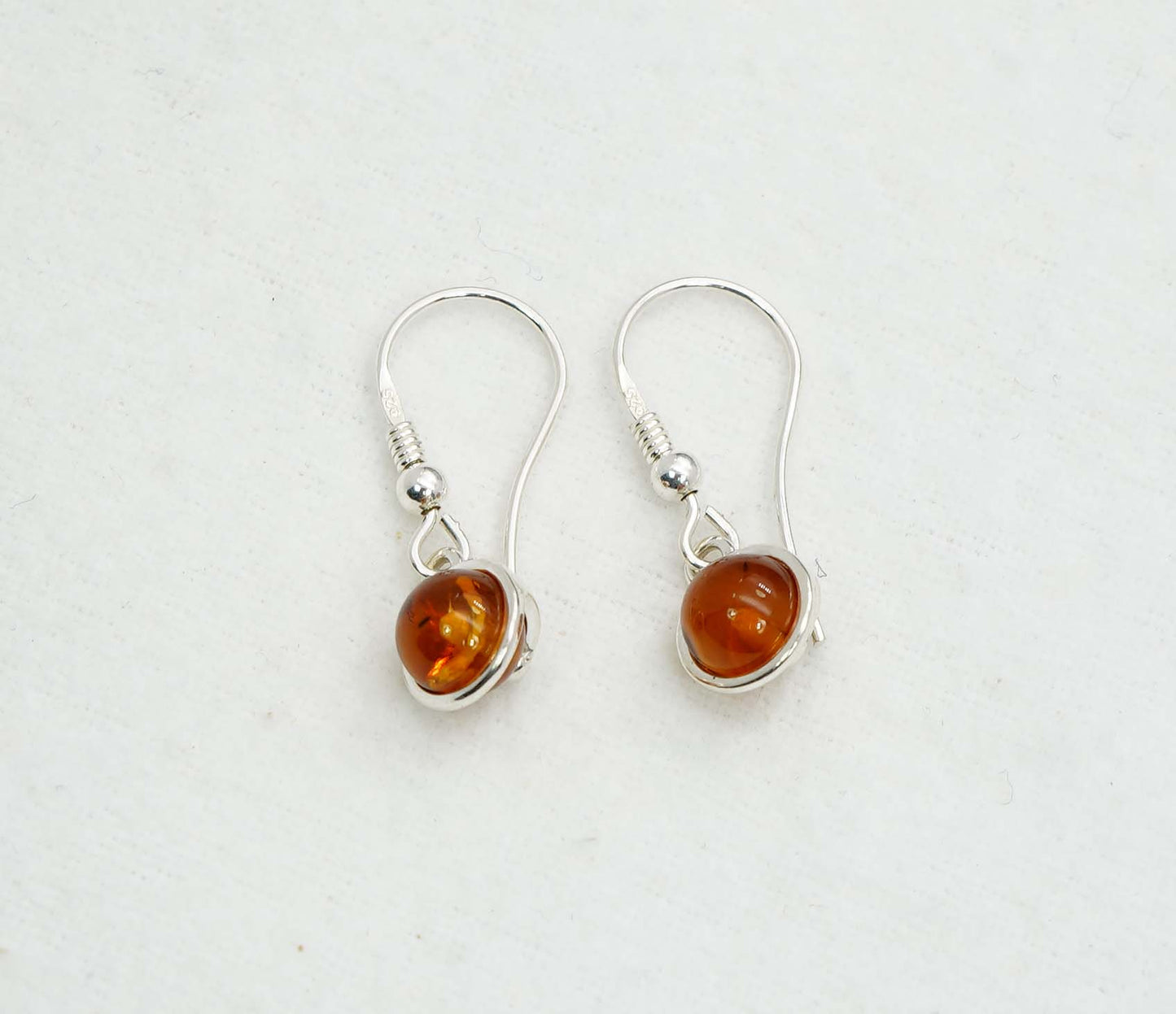925 Solid Sterling Silver Natural Baltic Amber Hook Earring - 2 Grams