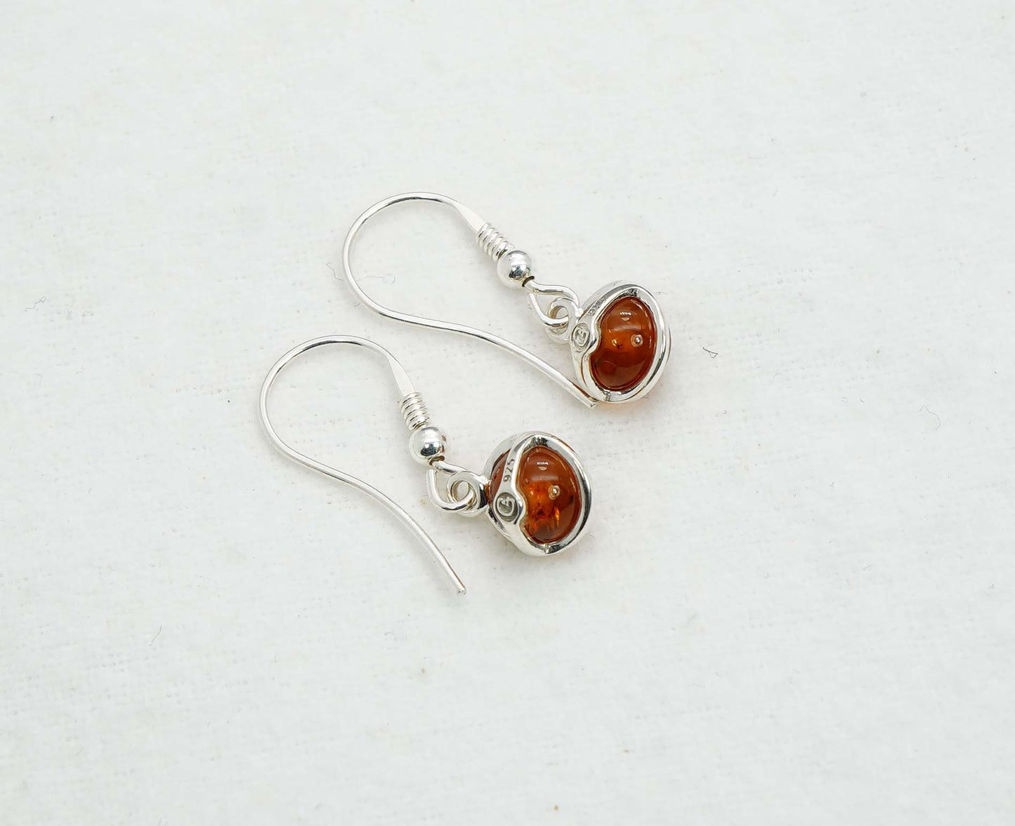 925 Solid Sterling Silver Natural Baltic Amber Hook Earring - 2 Grams