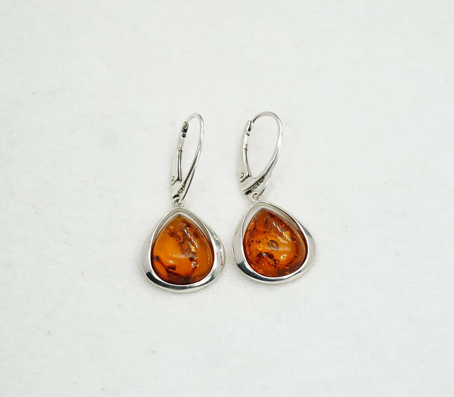 925 Solid Sterling Silver Natural Baltic Amber Hook Earring - 4.6 Grams