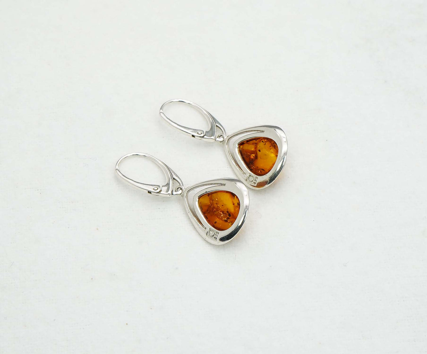 925 Solid Sterling Silver Natural Baltic Amber Hook Earring - 4.6 Grams