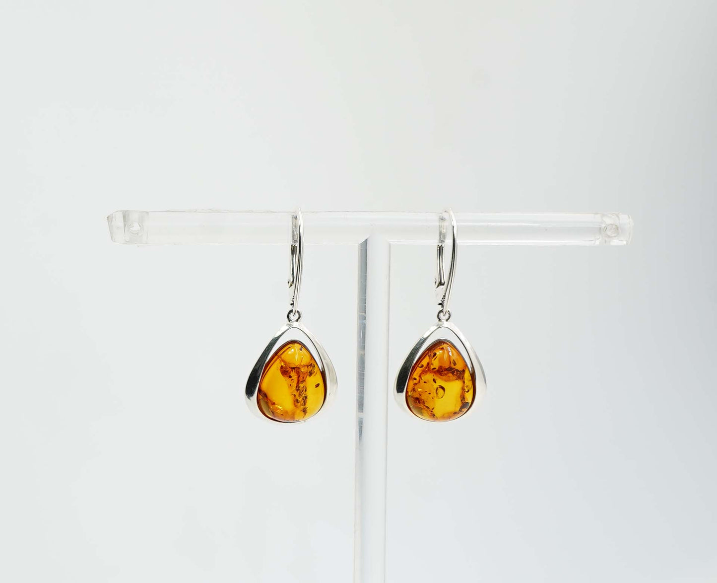 925 Solid Sterling Silver Natural Baltic Amber Hook Earring - 4.6 Grams