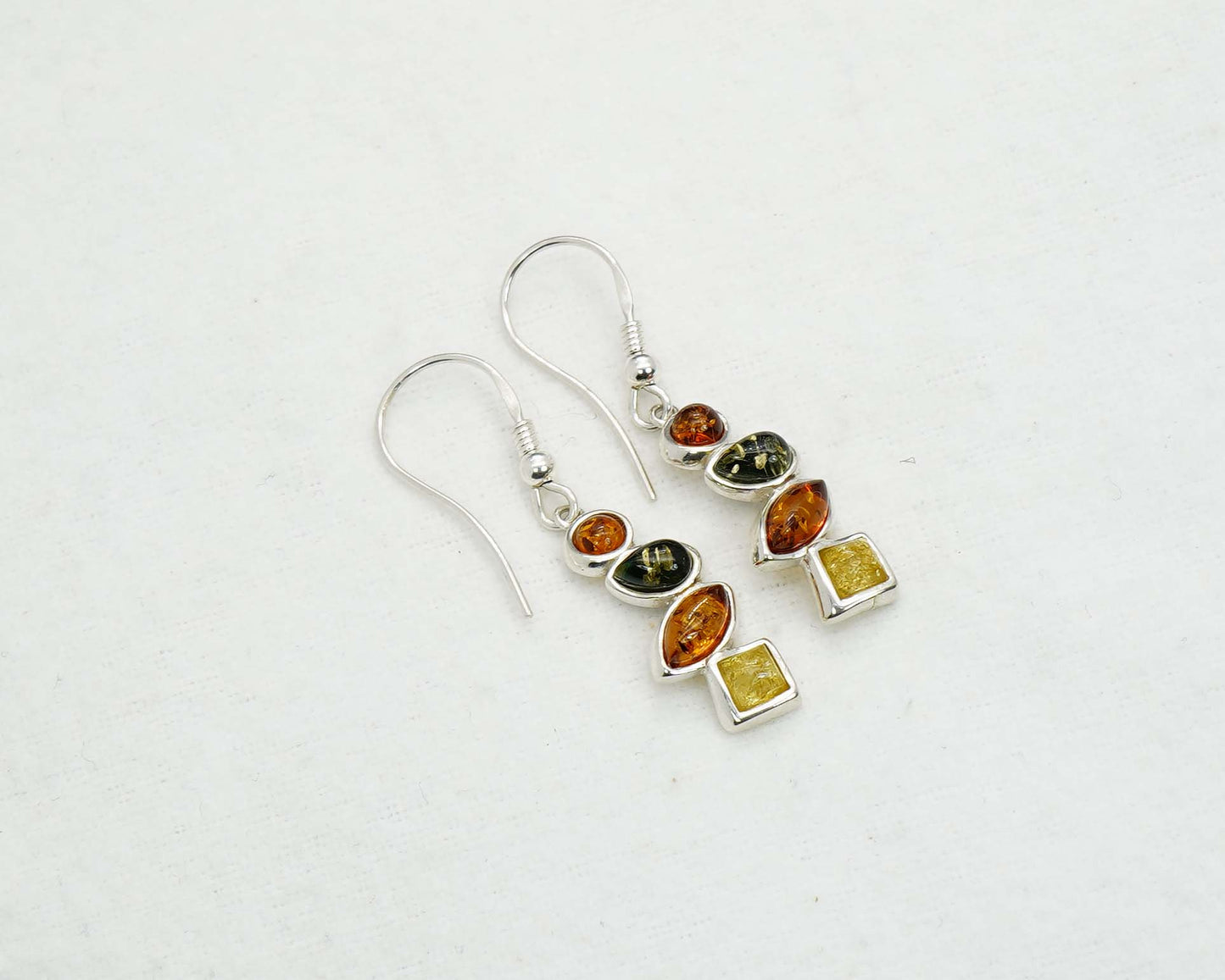 925 Solid Sterling Silver Natural Baltic Amber Hook Earring - 3.7 Grams