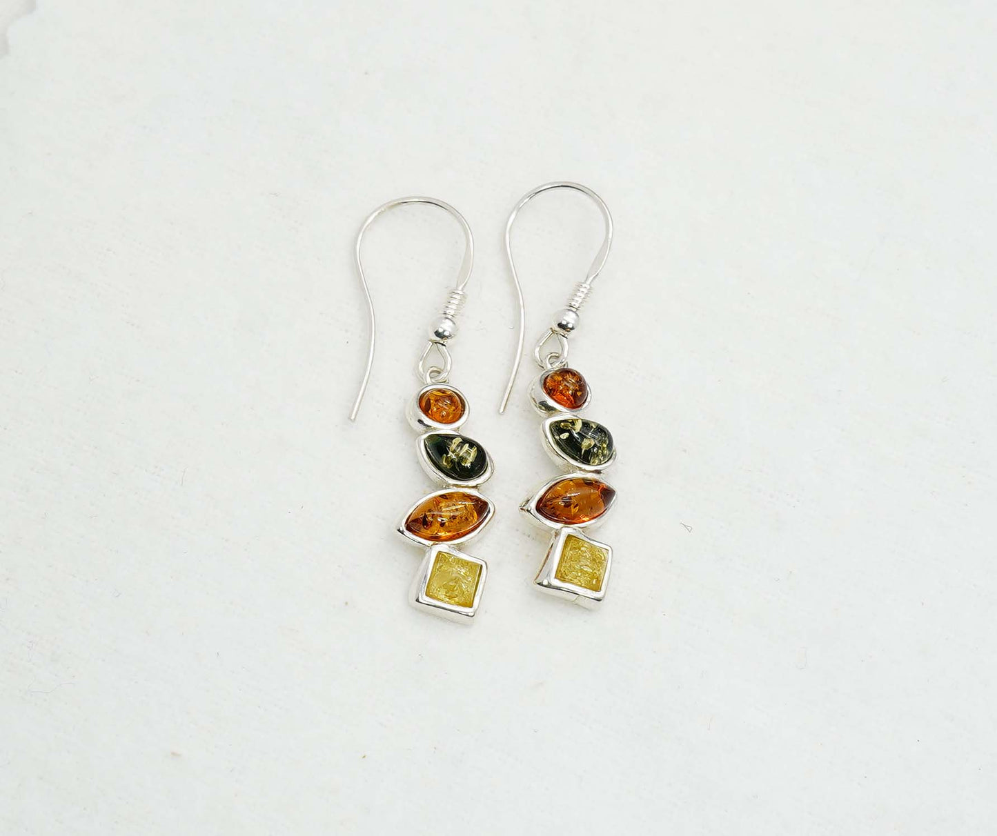 925 Solid Sterling Silver Natural Baltic Amber Hook Earring - 3.7 Grams