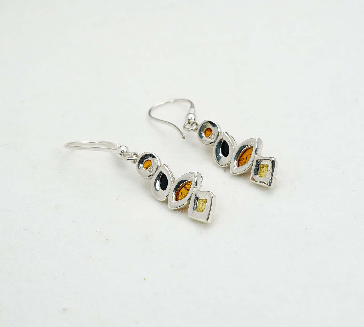 925 Solid Sterling Silver Natural Baltic Amber Hook Earring - 3.7 Grams