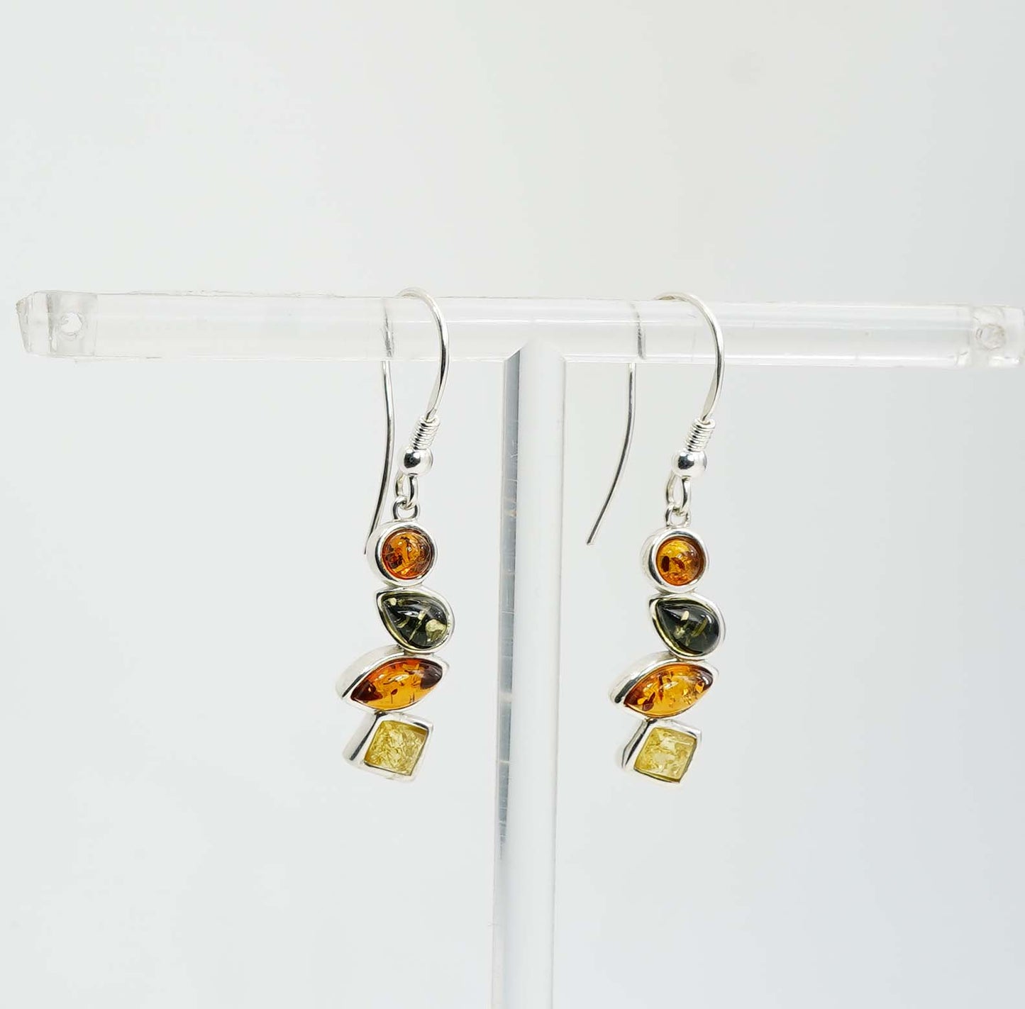 925 Solid Sterling Silver Natural Baltic Amber Hook Earring - 3.7 Grams