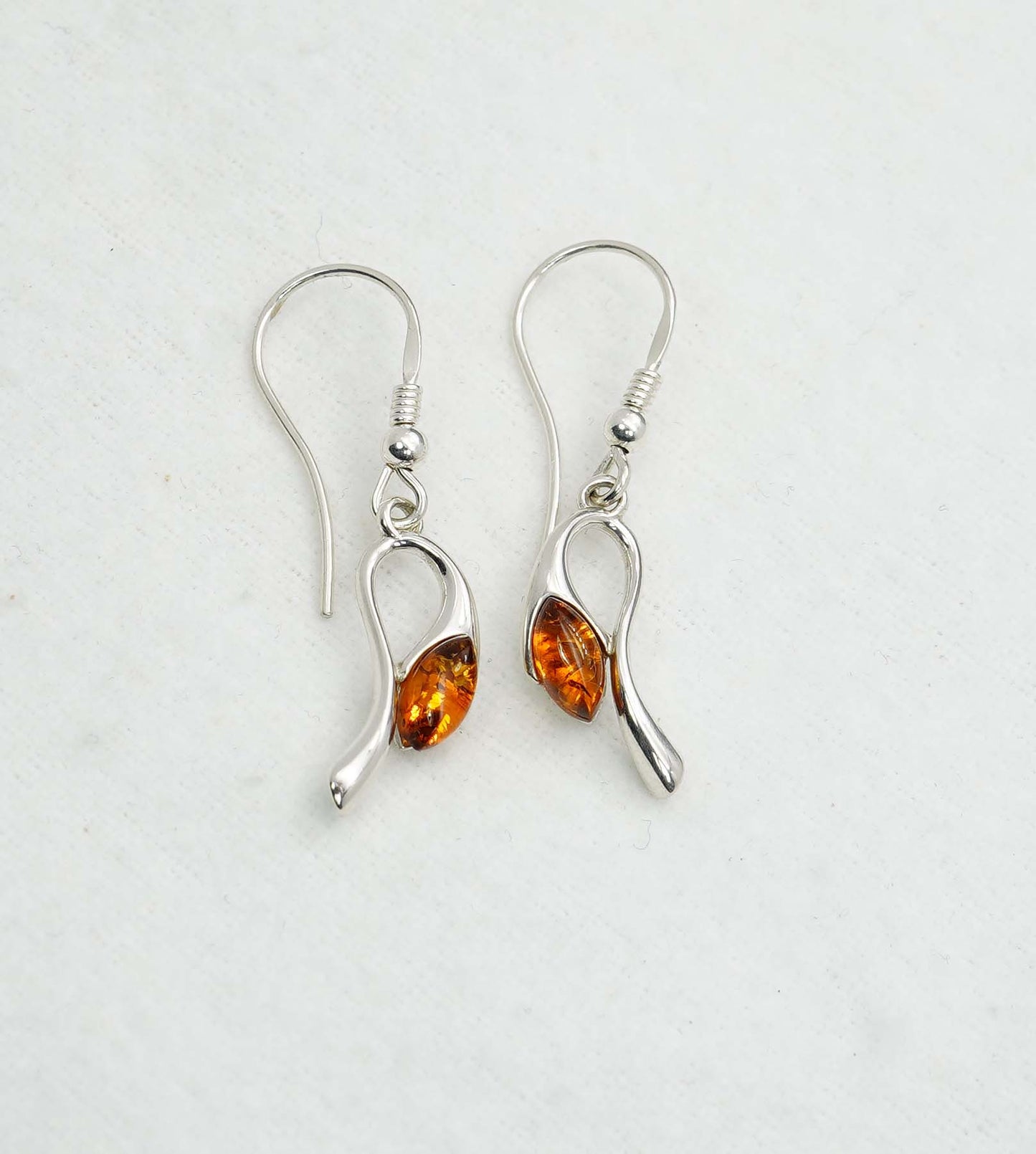 925 Solid Sterling Silver Natural Baltic Amber Hook Earring - 3 Grams