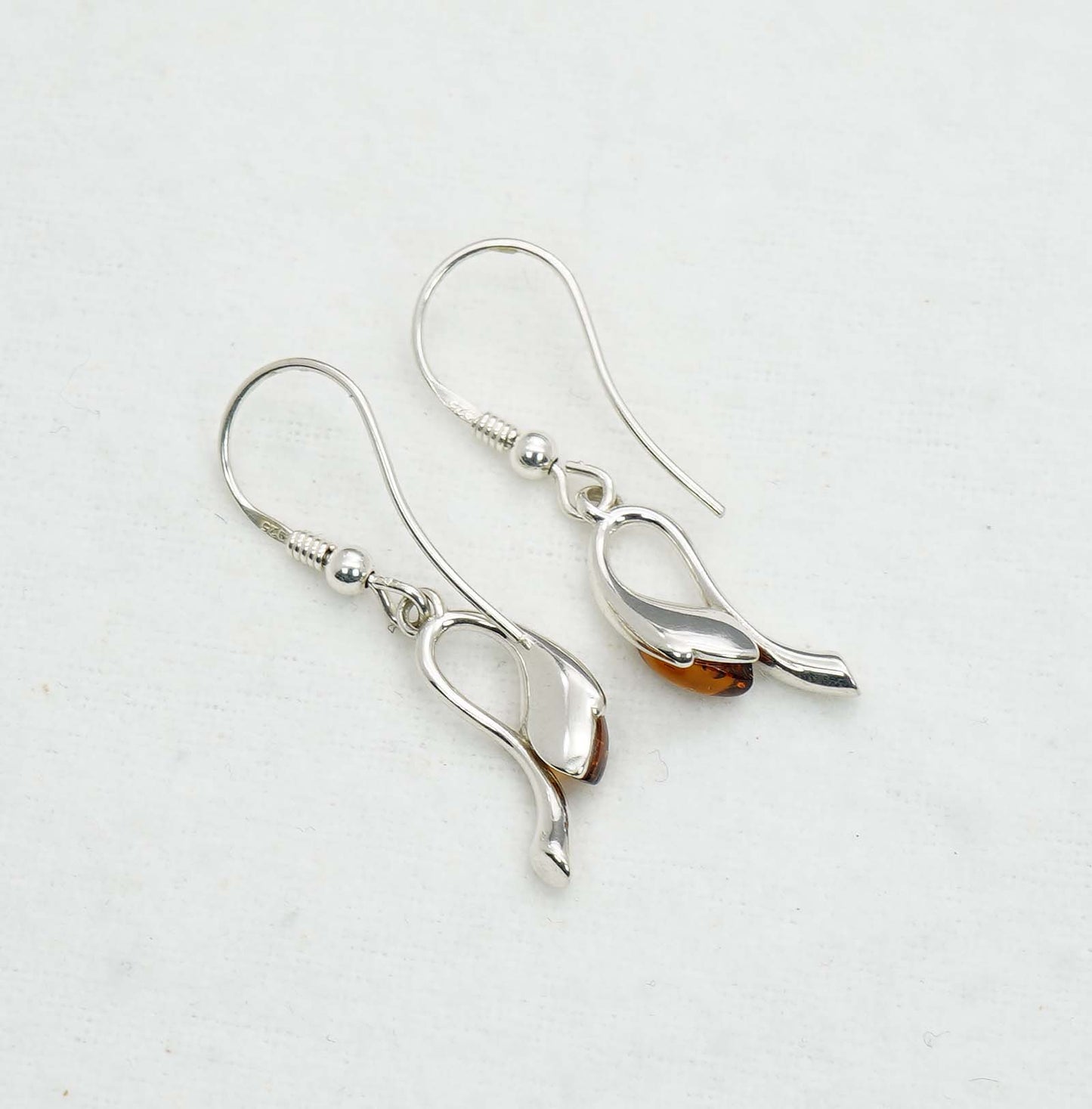 925 Solid Sterling Silver Natural Baltic Amber Hook Earring - 3 Grams