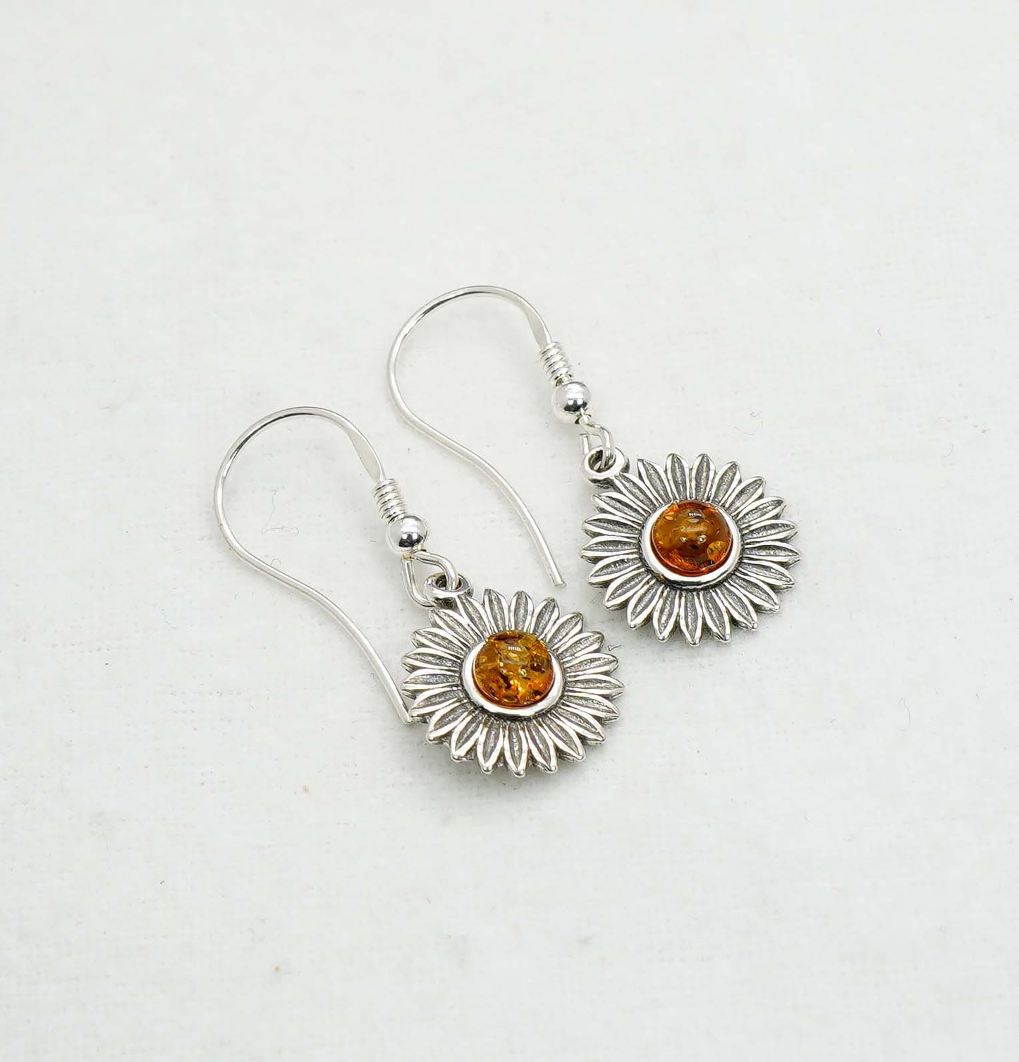 925 Solid Sterling Silver Natural Baltic Amber Hook Earring - 3.5 Grams