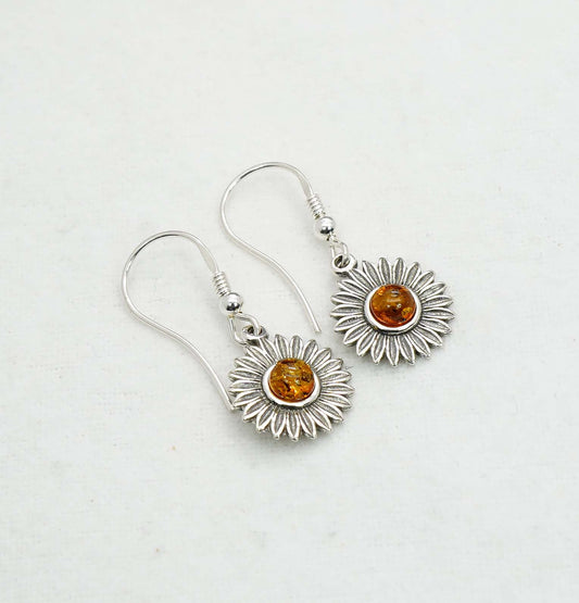 925 Solid Sterling Silver Natural Baltic Amber Hook Earring - 3.5 Grams
