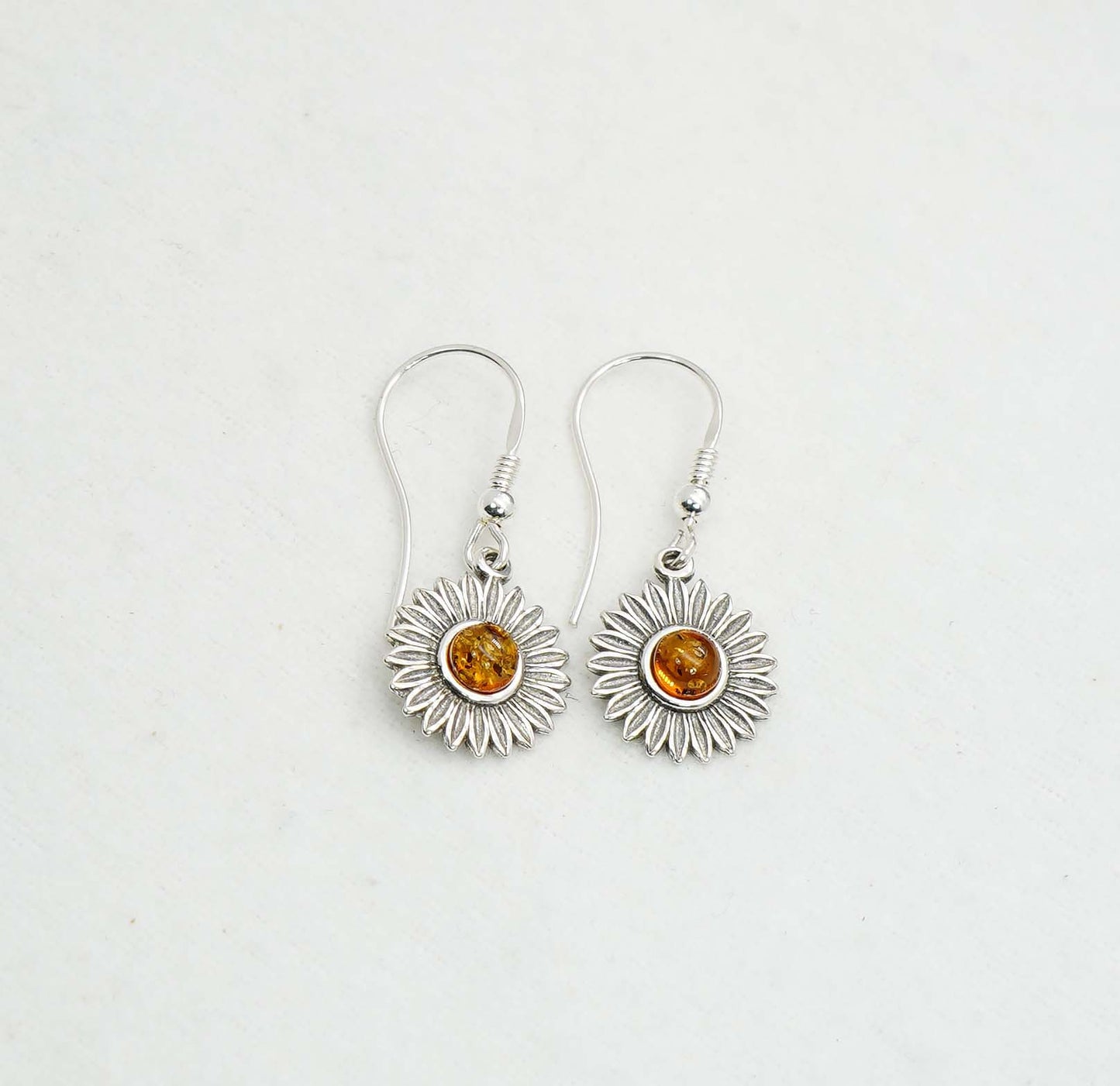 925 Solid Sterling Silver Natural Baltic Amber Hook Earring - 3.5 Grams