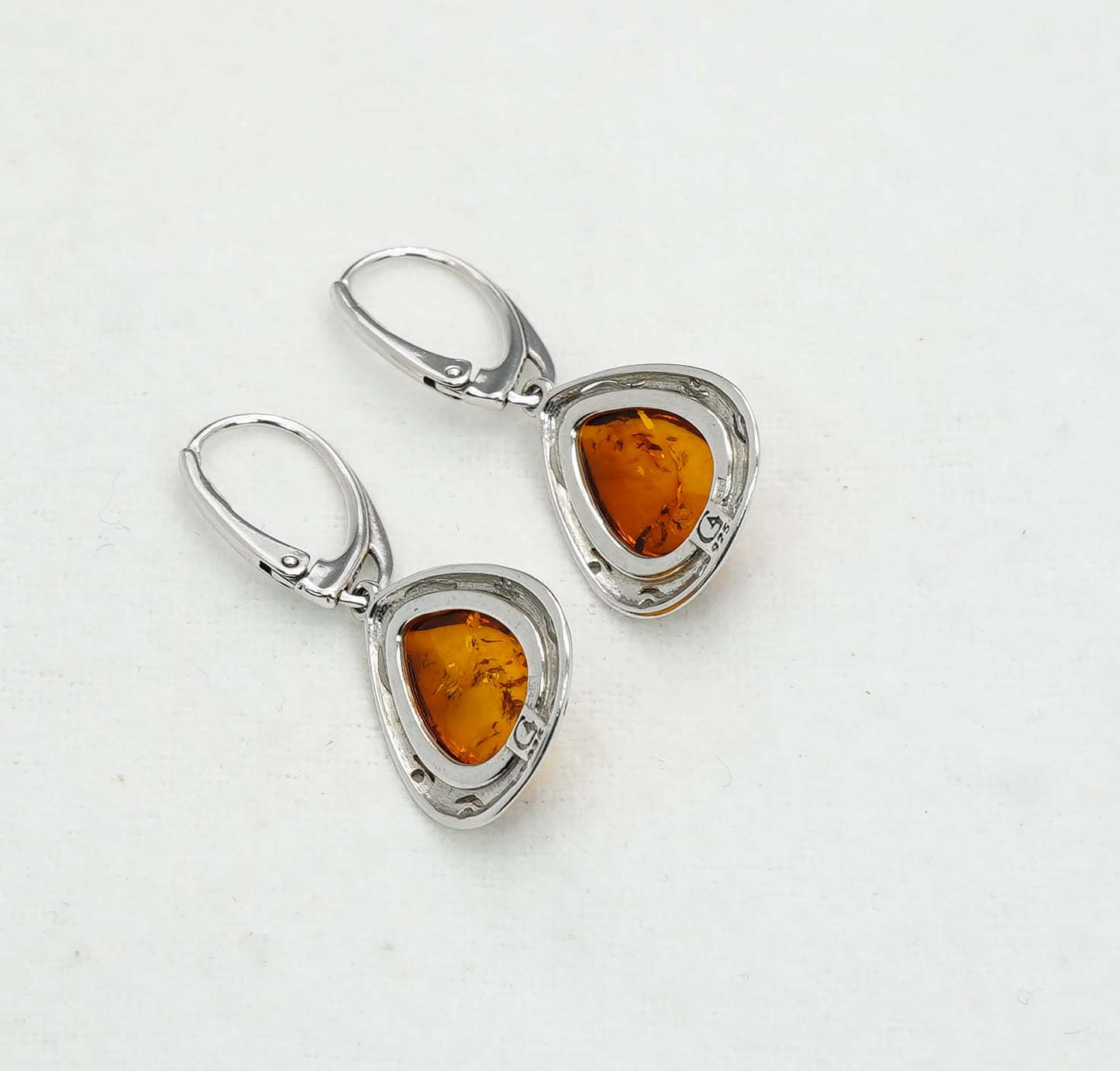 925 Solid Sterling Silver Natural Baltic Amber Hook Earring - 4.2 Grams