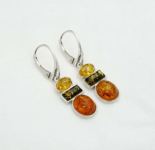 925 Solid Sterling Silver Natural Baltic Amber Hook Earring - 4 Grams