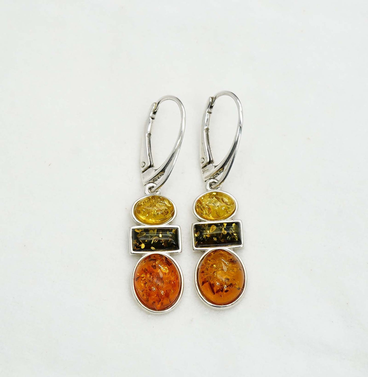 925 Solid Sterling Silver Natural Baltic Amber Hook Earring - 4 Grams
