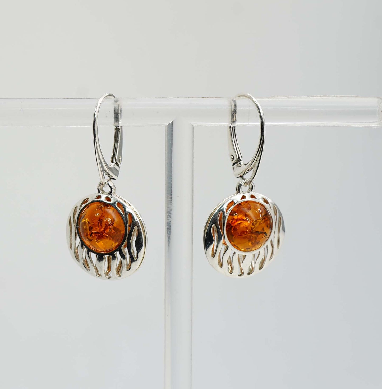925 Solid Sterling Silver Natural Baltic Amber Hook Earring - 5 Grams