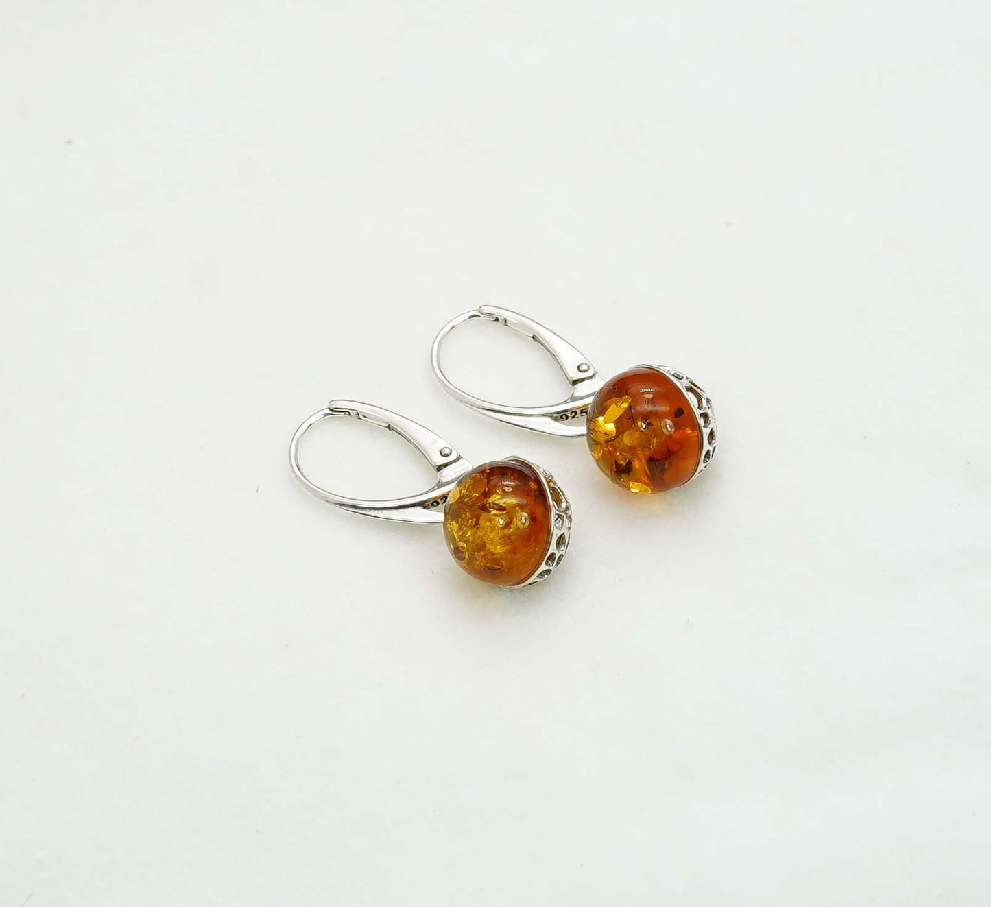 925 Solid Sterling Silver Natural Baltic Amber Hook Earring - 3 Grams