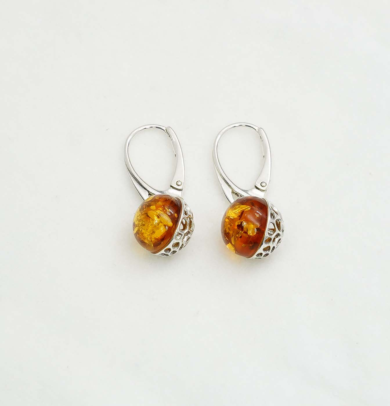 925 Solid Sterling Silver Natural Baltic Amber Hook Earring - 3 Grams