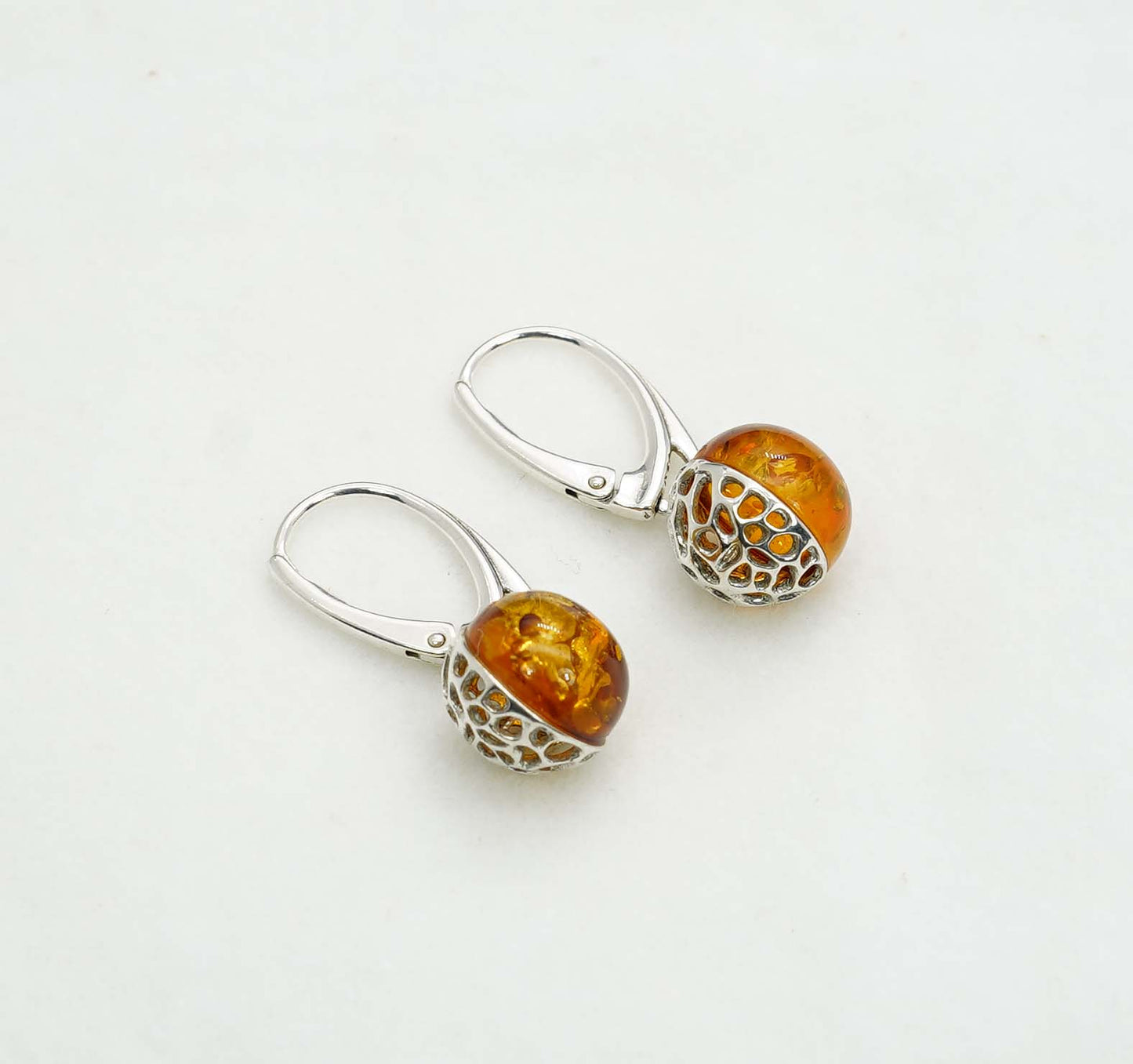 925 Solid Sterling Silver Natural Baltic Amber Hook Earring - 3 Grams