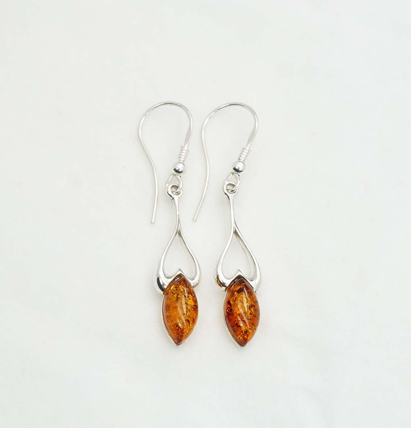 925 Solid Sterling Silver Natural Baltic Amber Hook Earring - 3 Grams