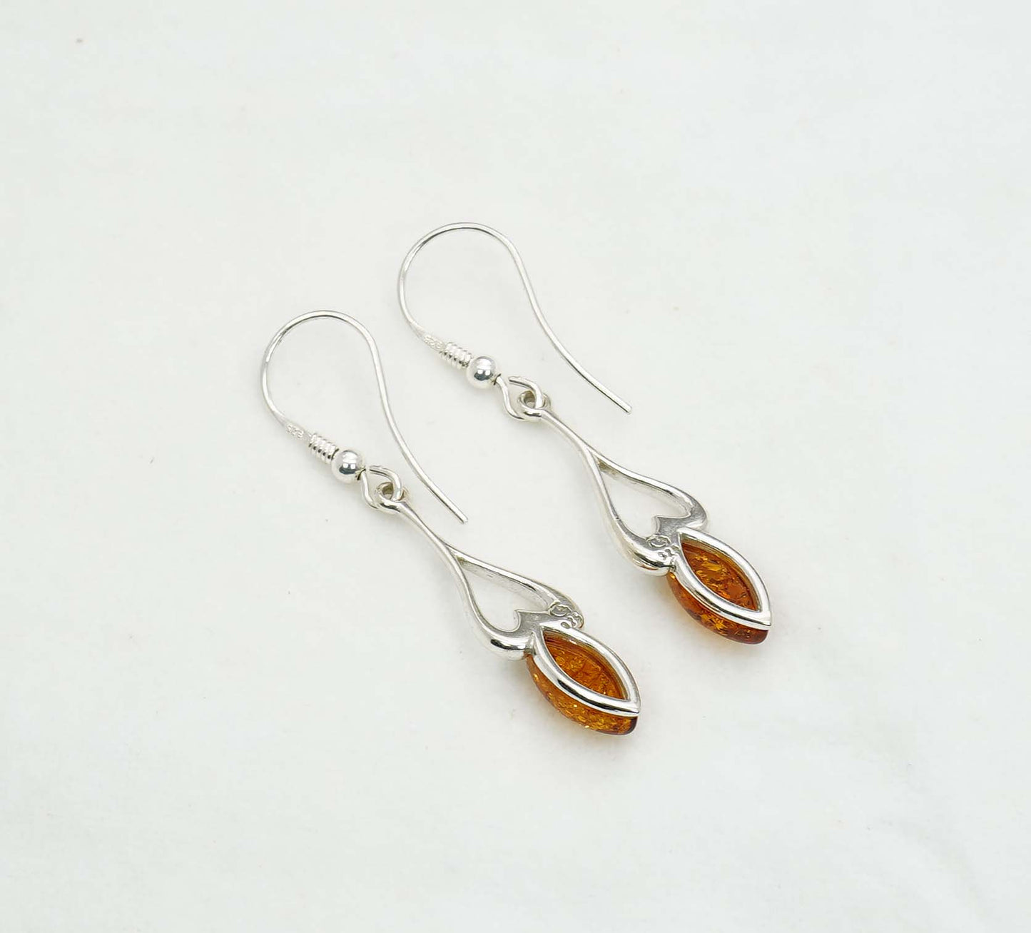 925 Solid Sterling Silver Natural Baltic Amber Hook Earring - 3 Grams