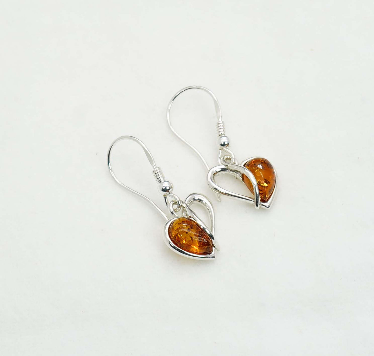 925 Solid Sterling Silver Natural Baltic Amber Hook Earring - 2.7 Grams