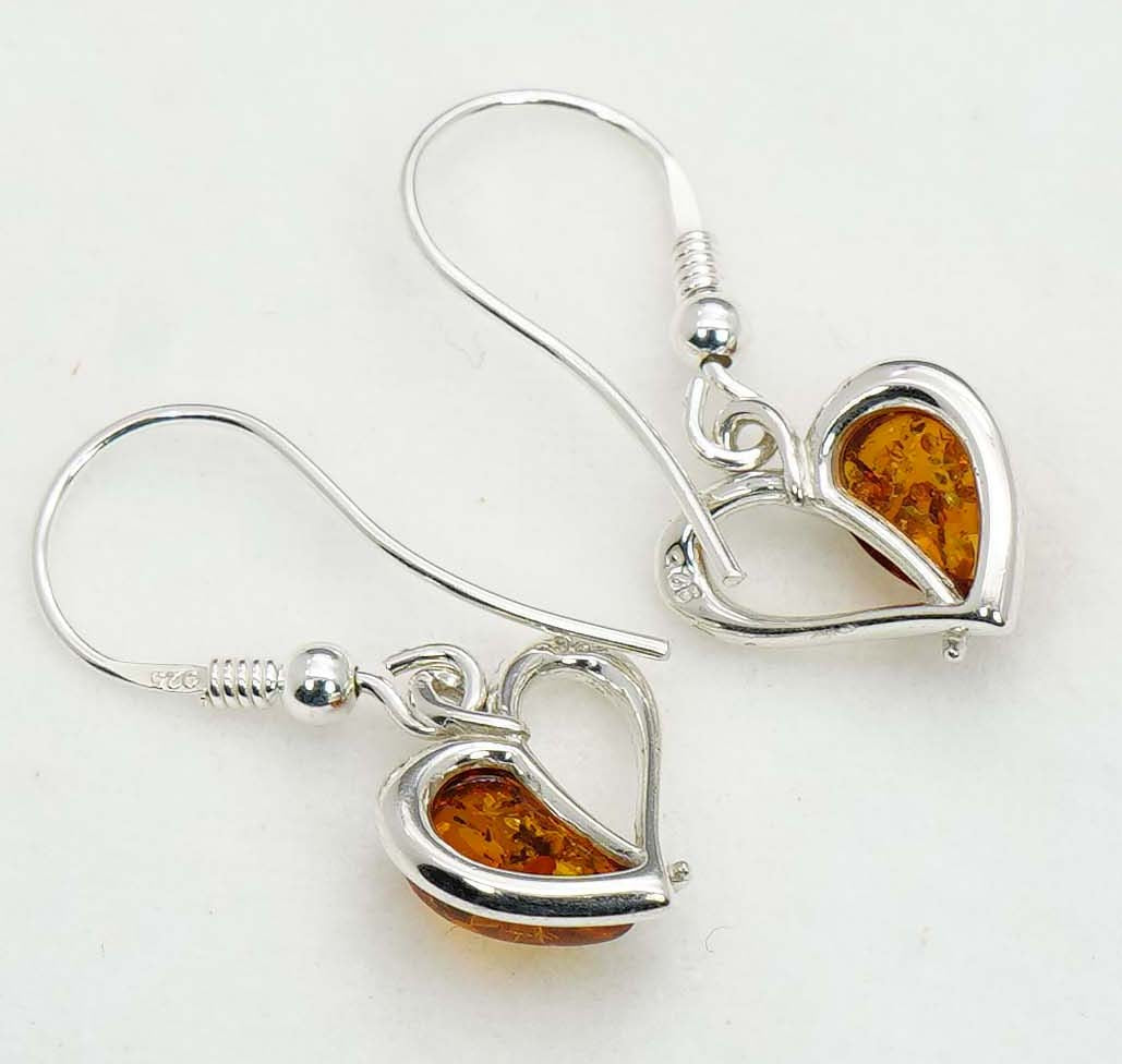 925 Solid Sterling Silver Natural Baltic Amber Hook Earring - 2.7 Grams