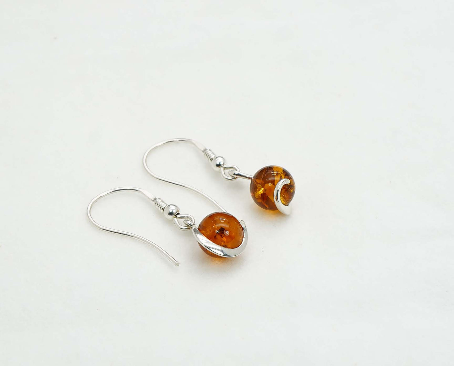 925 Solid Sterling Silver Natural Baltic Amber Hook Earring - 2 Grams