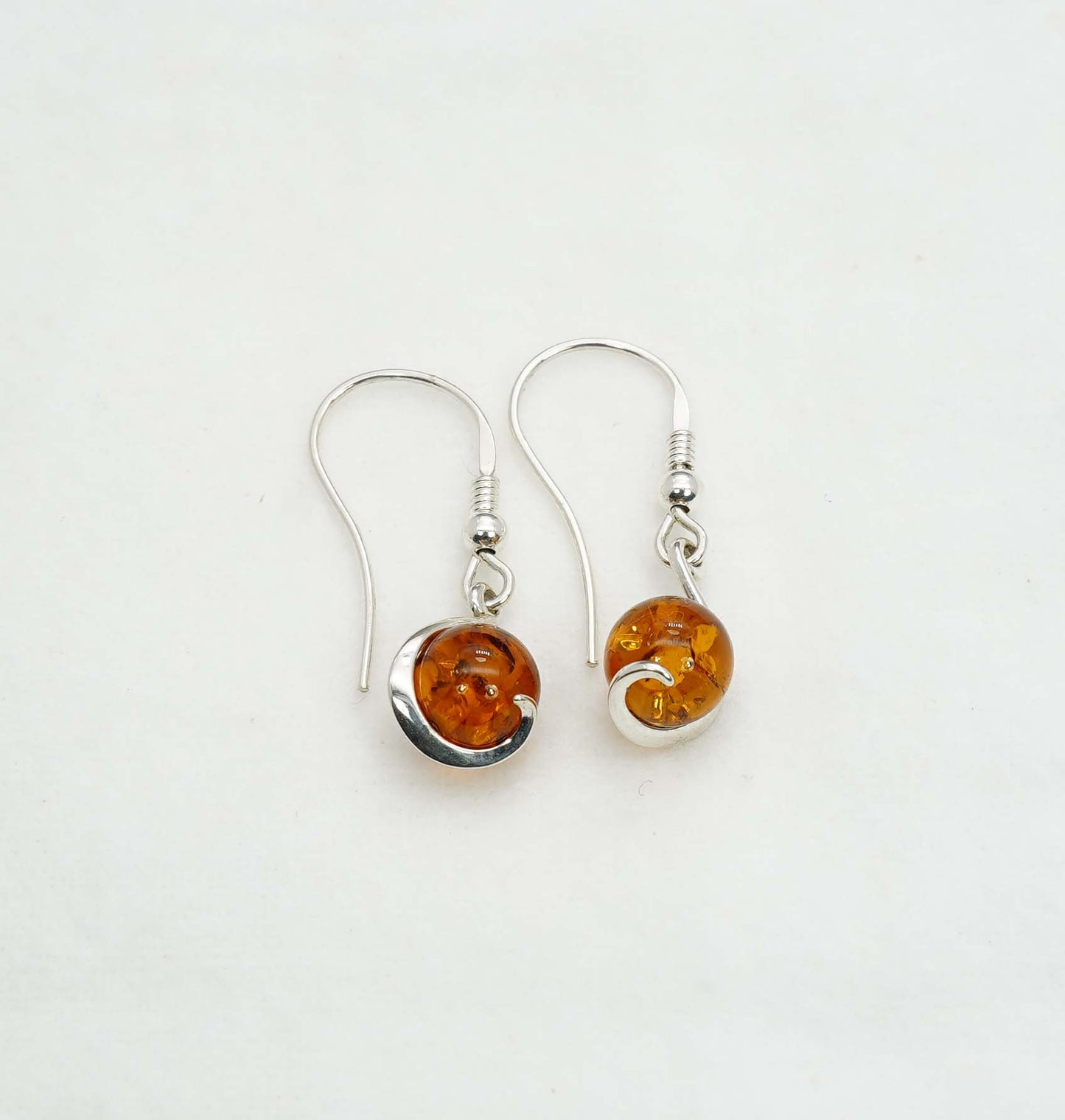 925 Solid Sterling Silver Natural Baltic Amber Hook Earring - 2 Grams