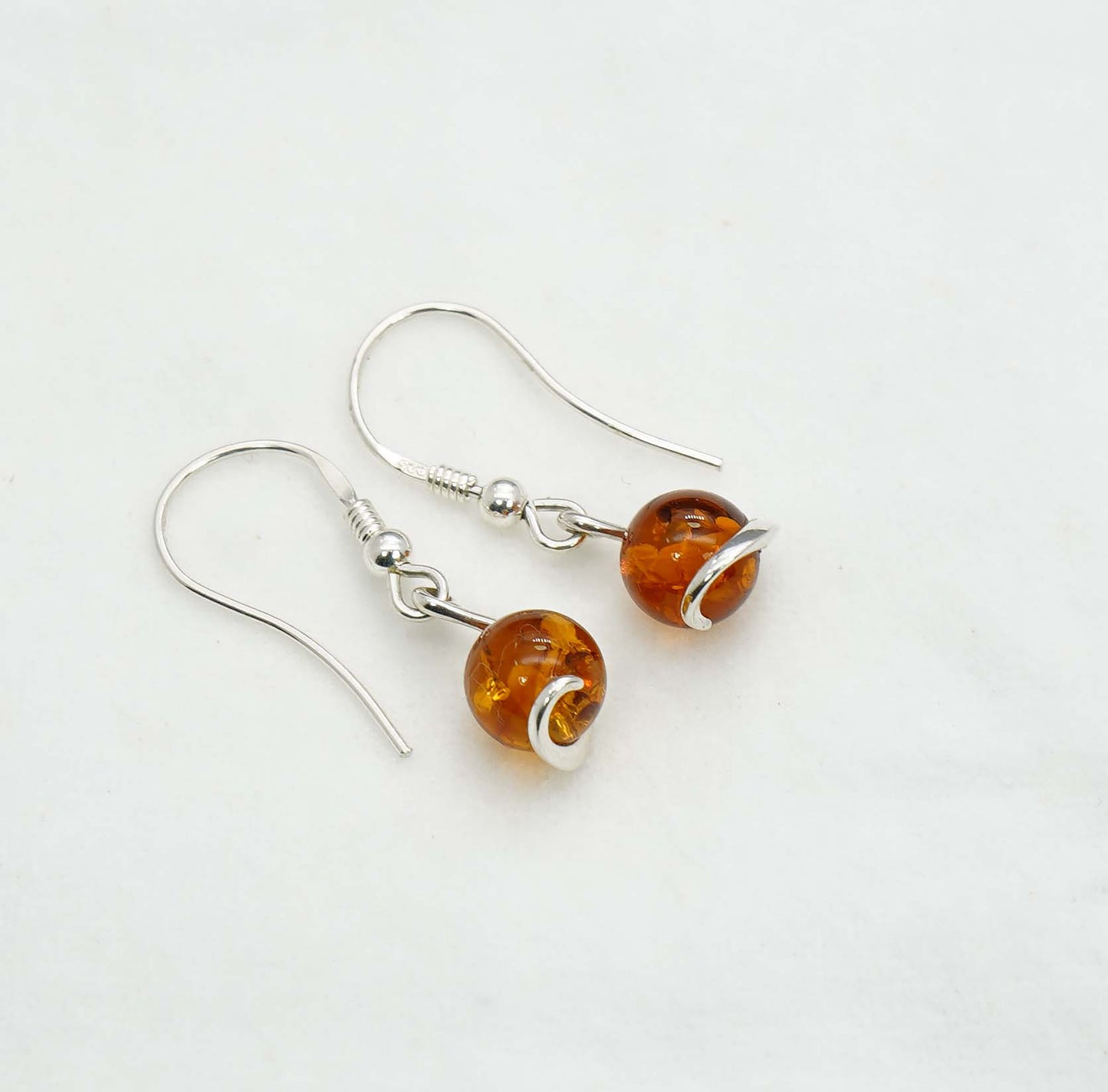 925 Solid Sterling Silver Natural Baltic Amber Hook Earring - 2 Grams