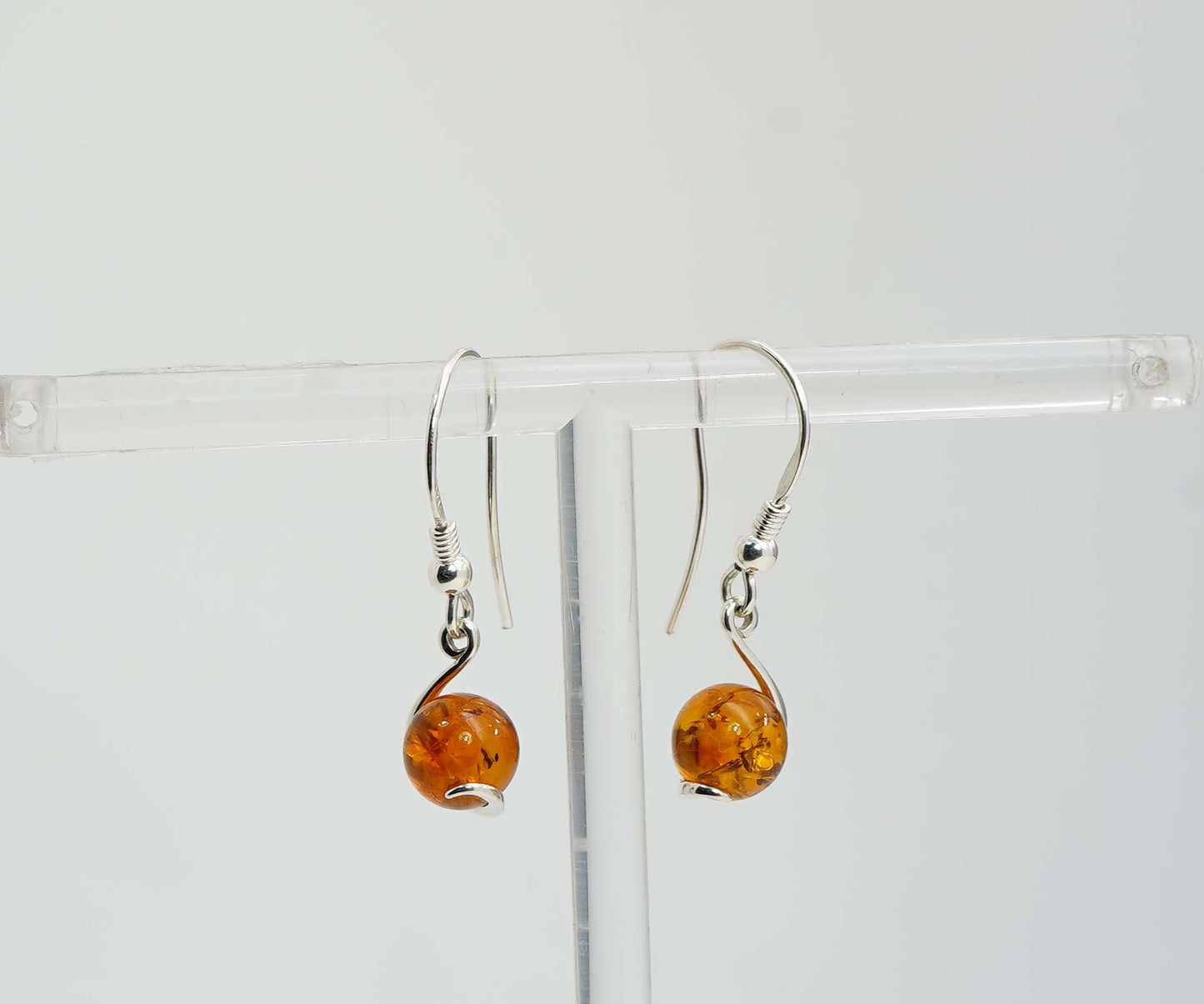 925 Solid Sterling Silver Natural Baltic Amber Hook Earring - 2 Grams