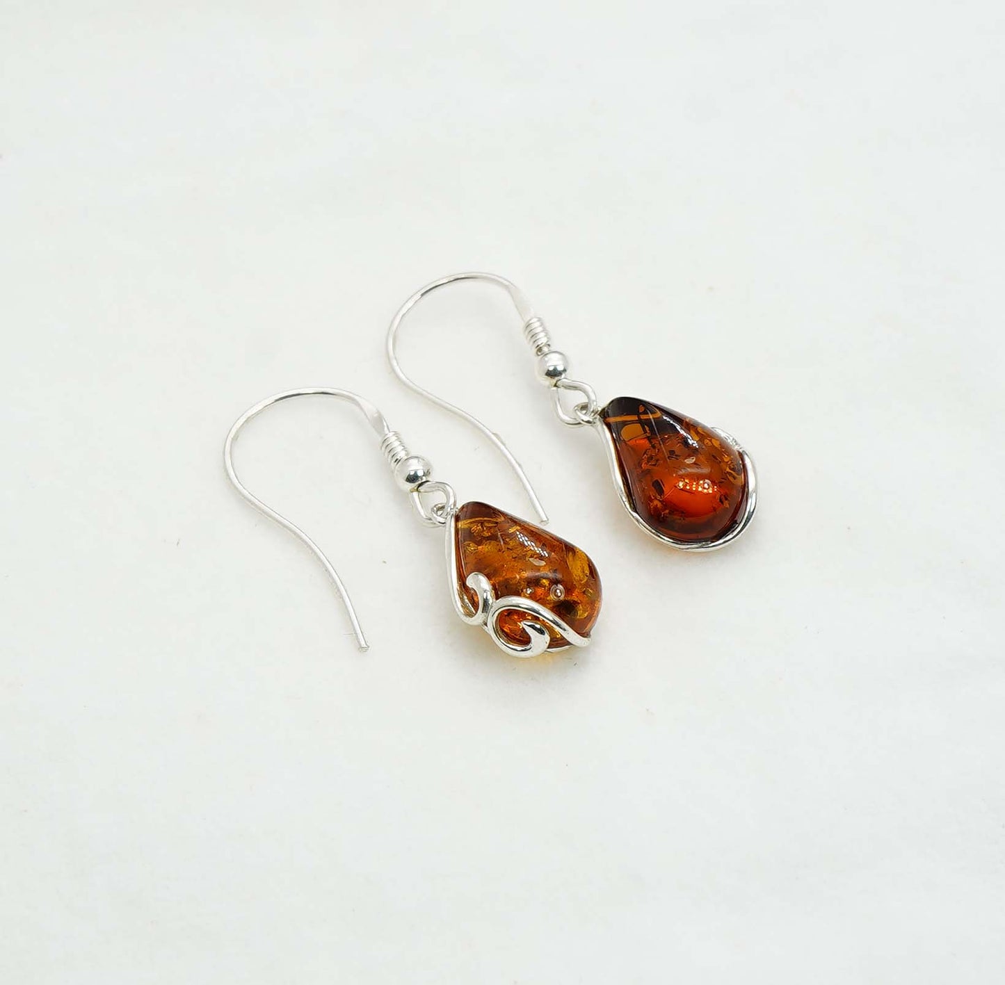 925 Solid Sterling Silver Natural Baltic Amber Hook Earring - 2.6 Grams