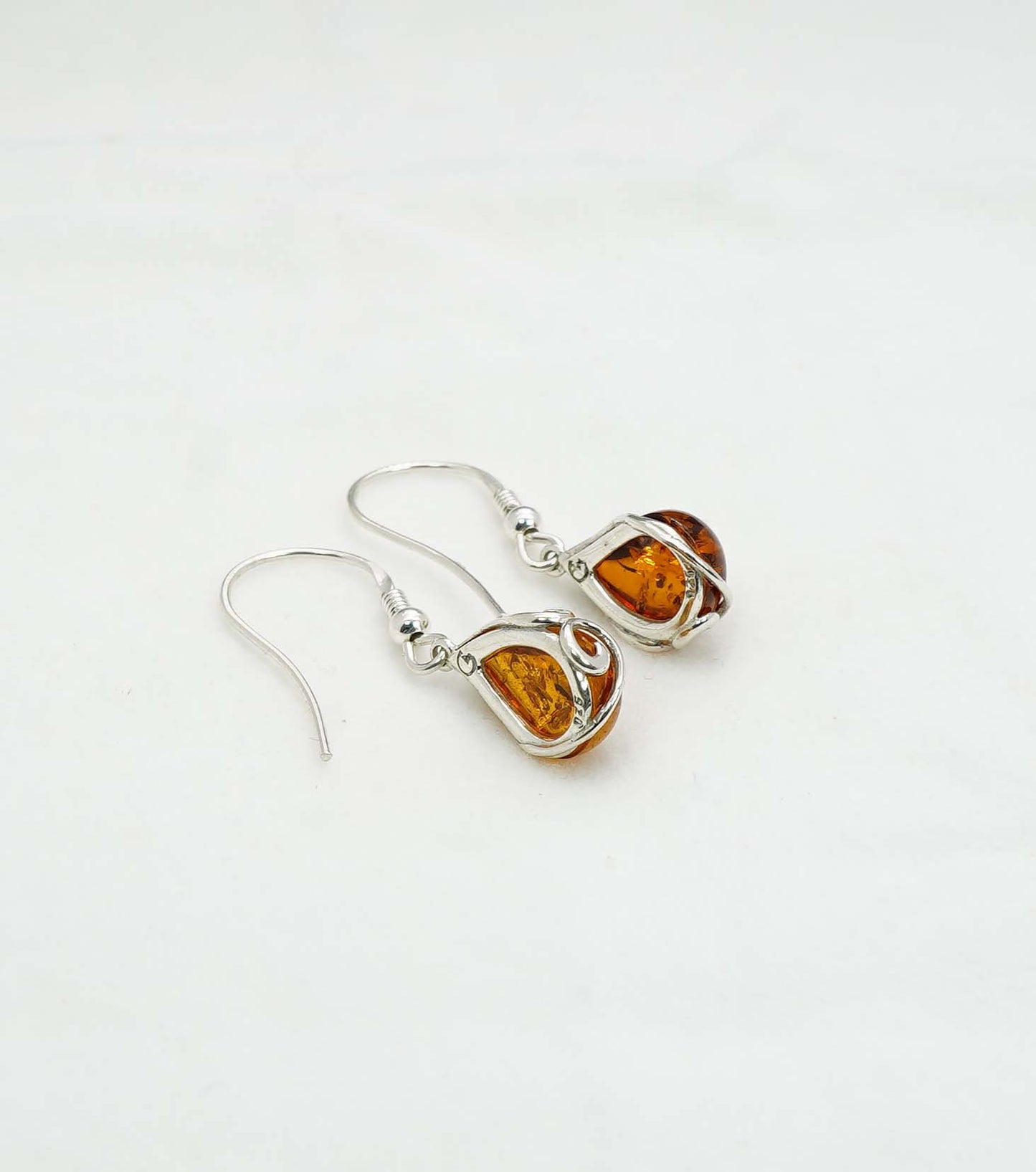 925 Solid Sterling Silver Natural Baltic Amber Hook Earring - 2.6 Grams