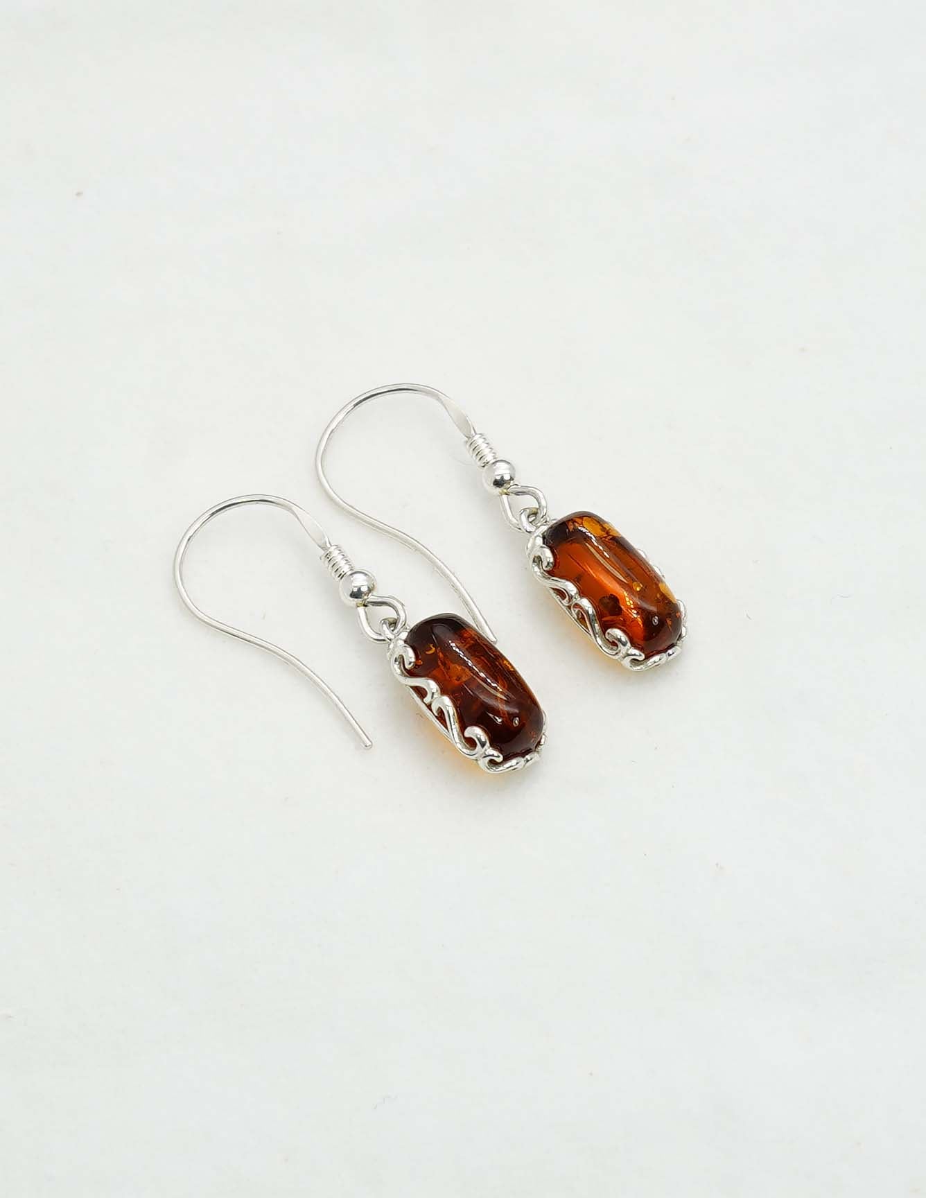 925 Solid Sterling Silver Natural Baltic Amber Hook Earring - 4 Grams
