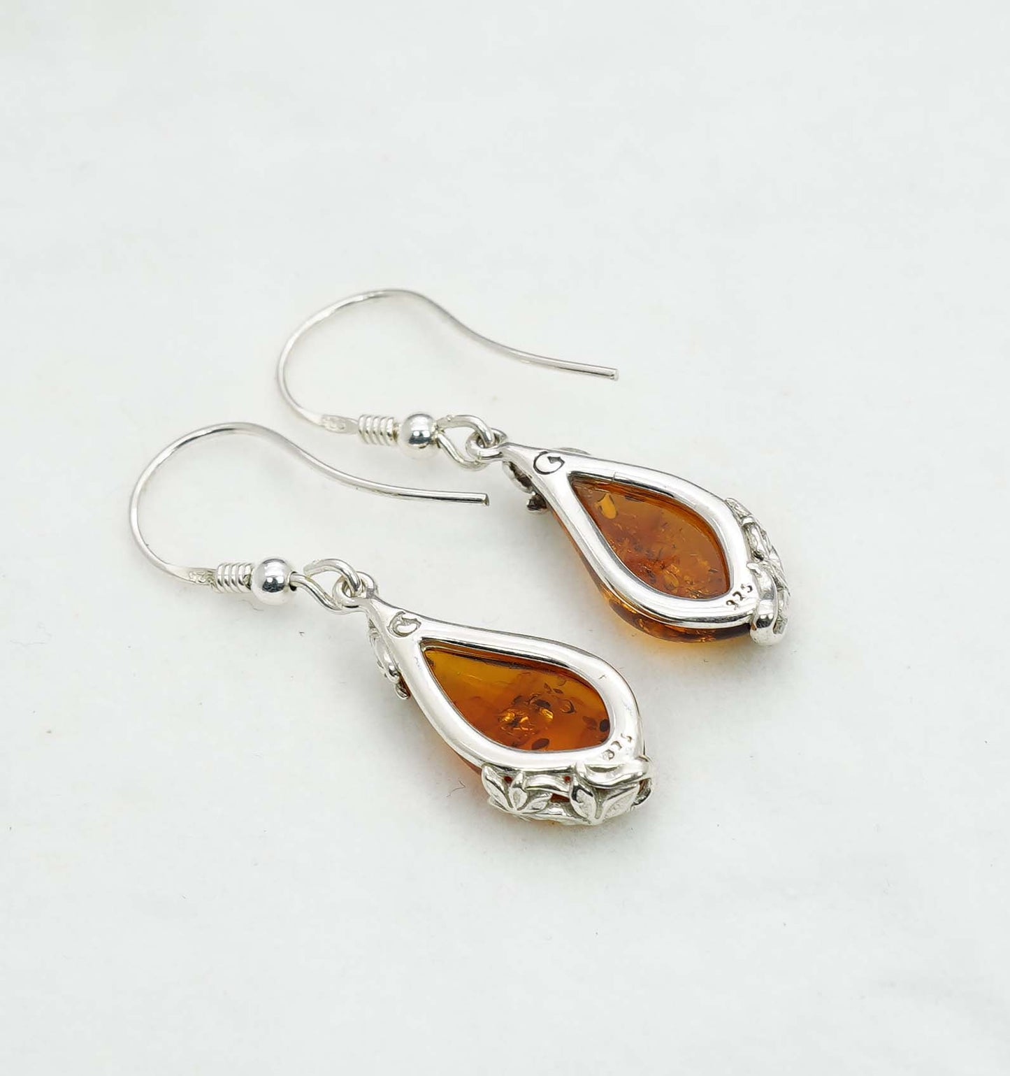 925 Solid Sterling Silver Natural Baltic Amber Hook Earring - 3.3 Grams