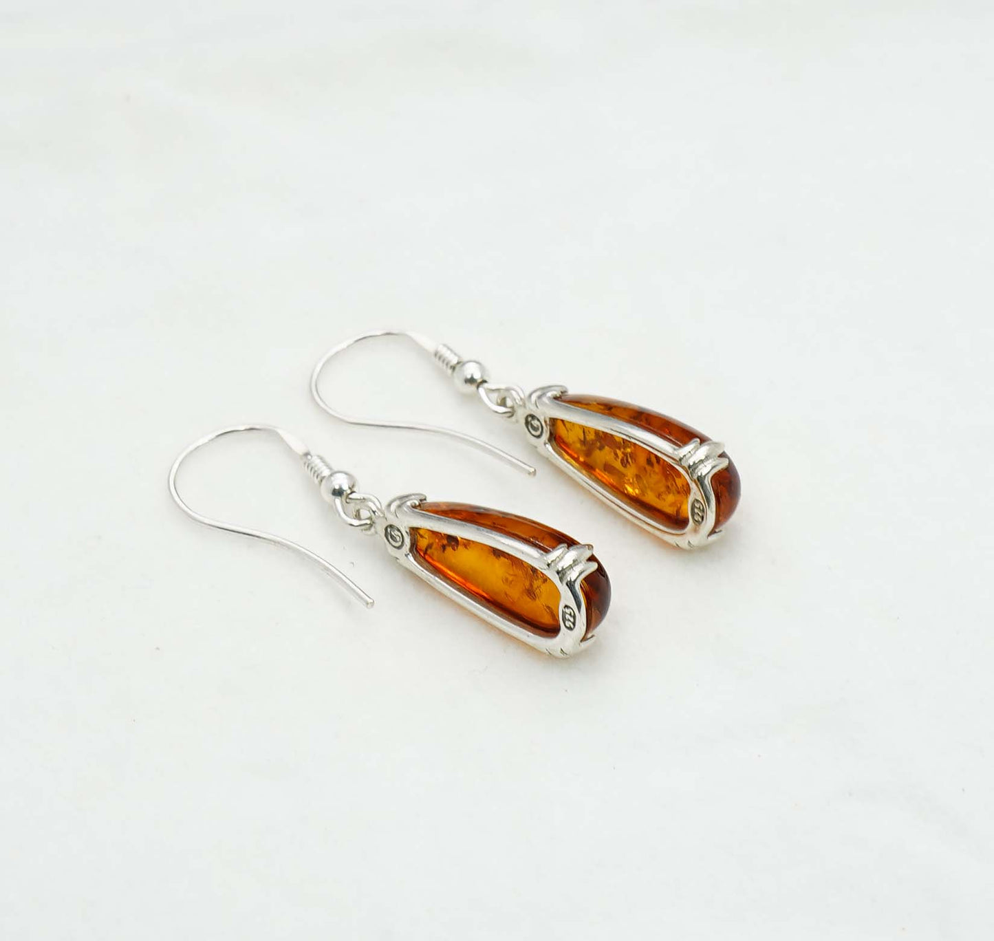 925 Solid Sterling Silver Natural Baltic Amber Hook Earring - 3.6 Grams