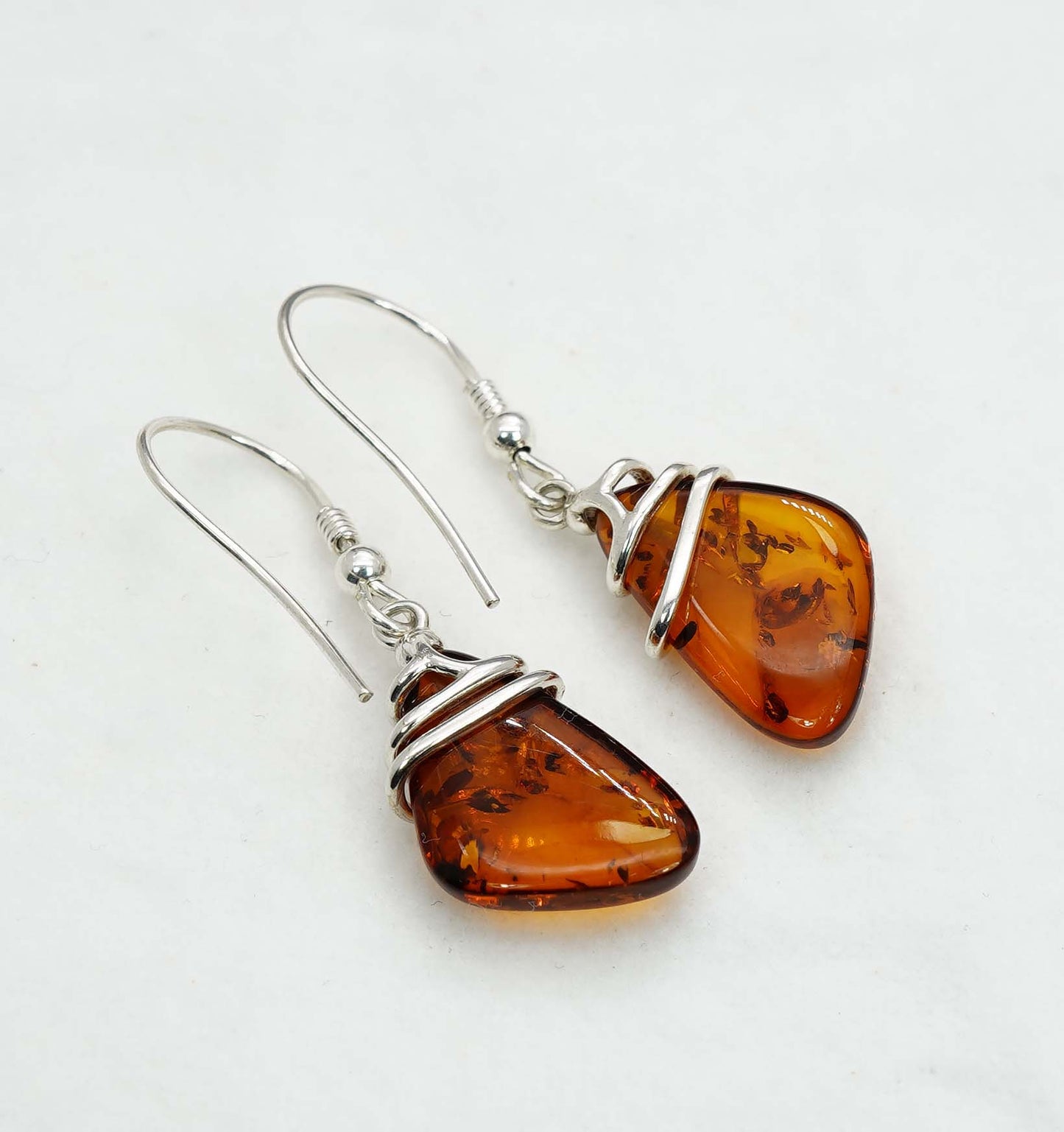 925 Solid Sterling Silver Natural Baltic Amber Hook Earring - 4 Grams