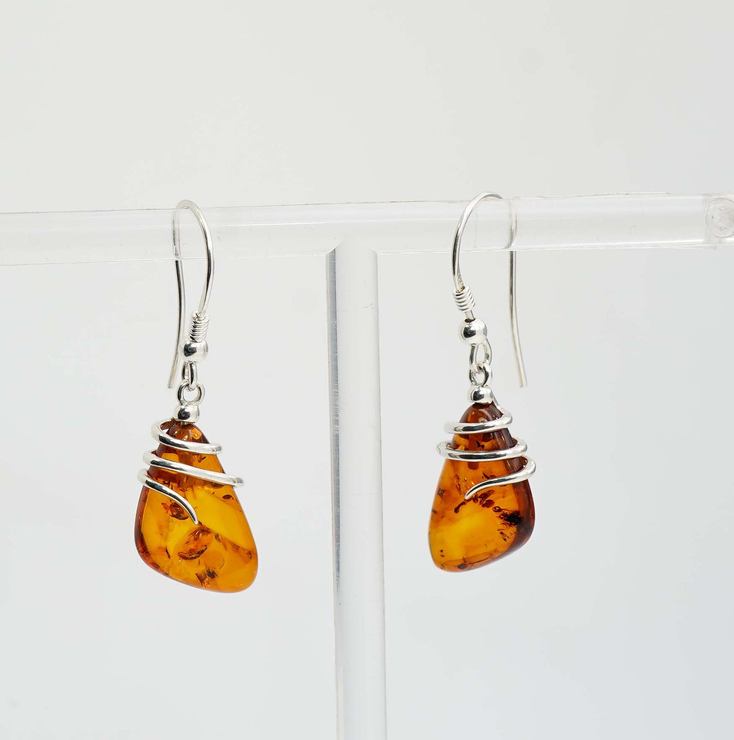925 Solid Sterling Silver Natural Baltic Amber Hook Earring - 4 Grams
