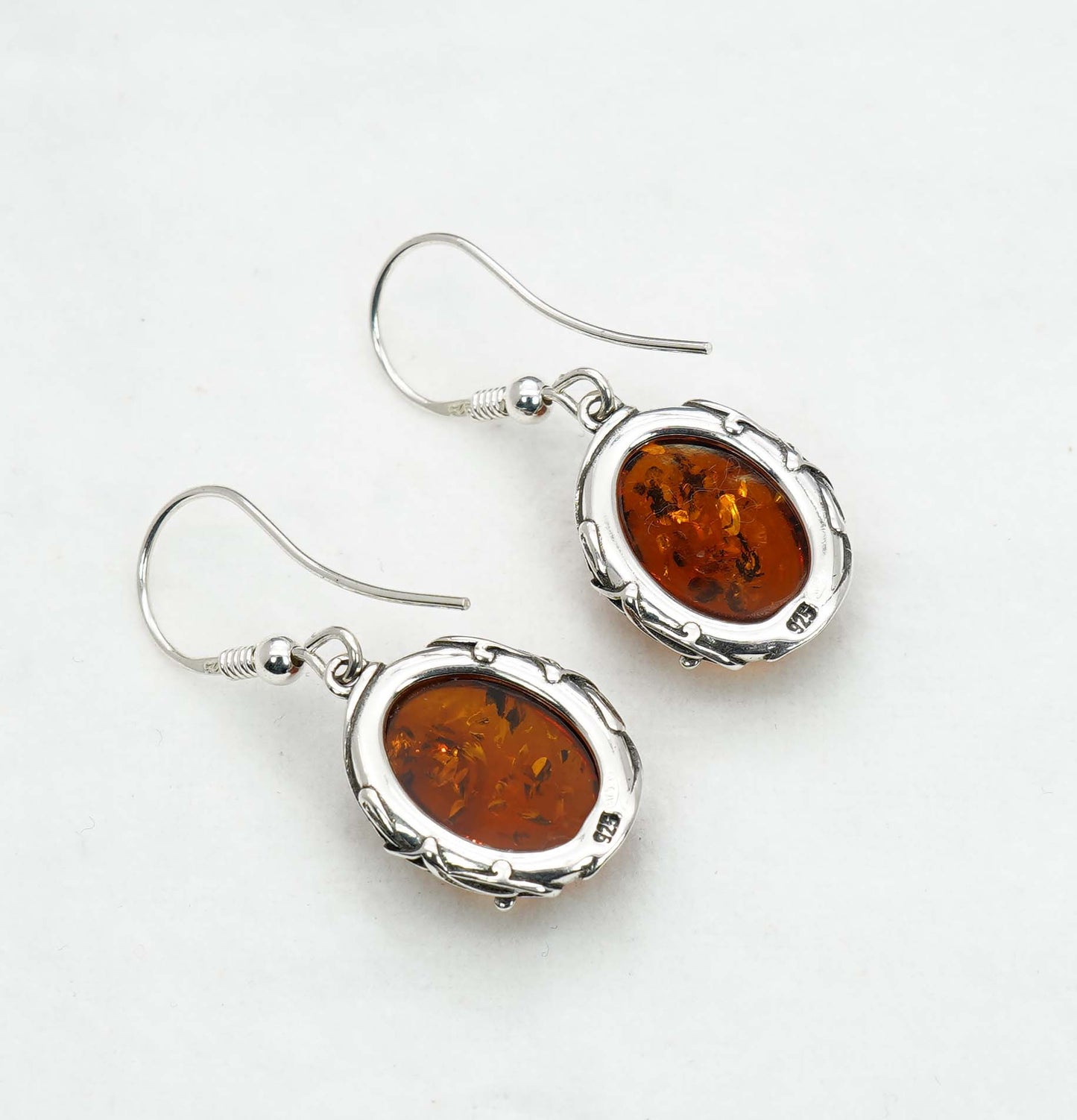 925 Solid Sterling Silver Natural Baltic Amber Hook Earring - 4.3 Grams
