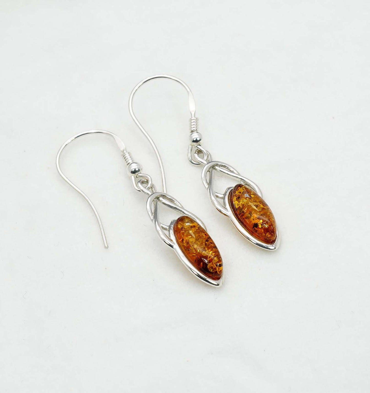 925 Solid Sterling Silver Natural Baltic Amber Hook Earring - 2.9 Grams