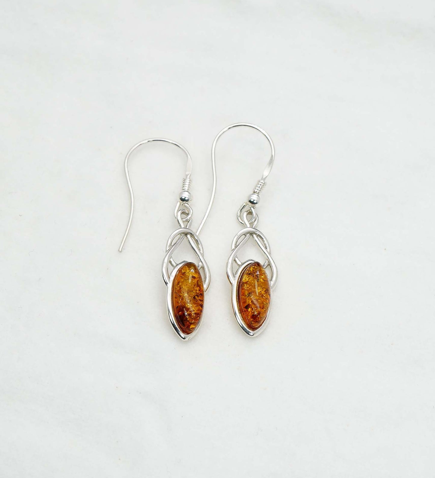 925 Solid Sterling Silver Natural Baltic Amber Hook Earring - 2.9 Grams