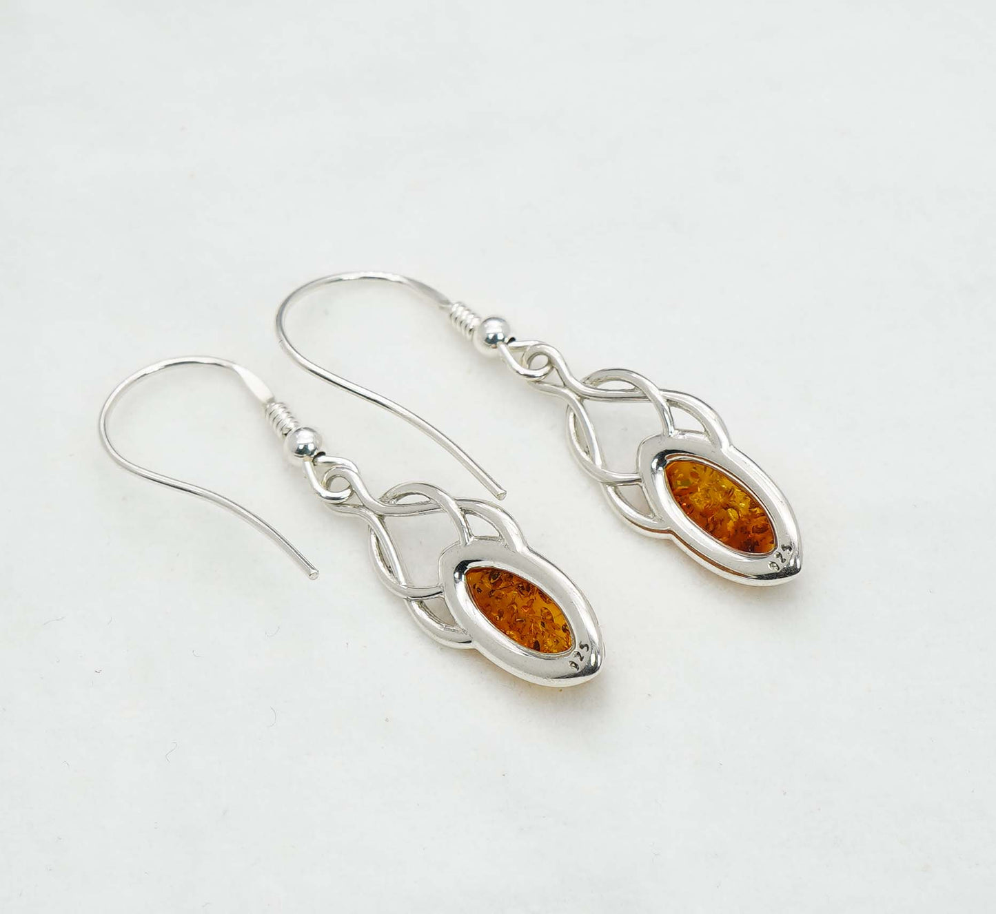 925 Solid Sterling Silver Natural Baltic Amber Hook Earring - 2.9 Grams