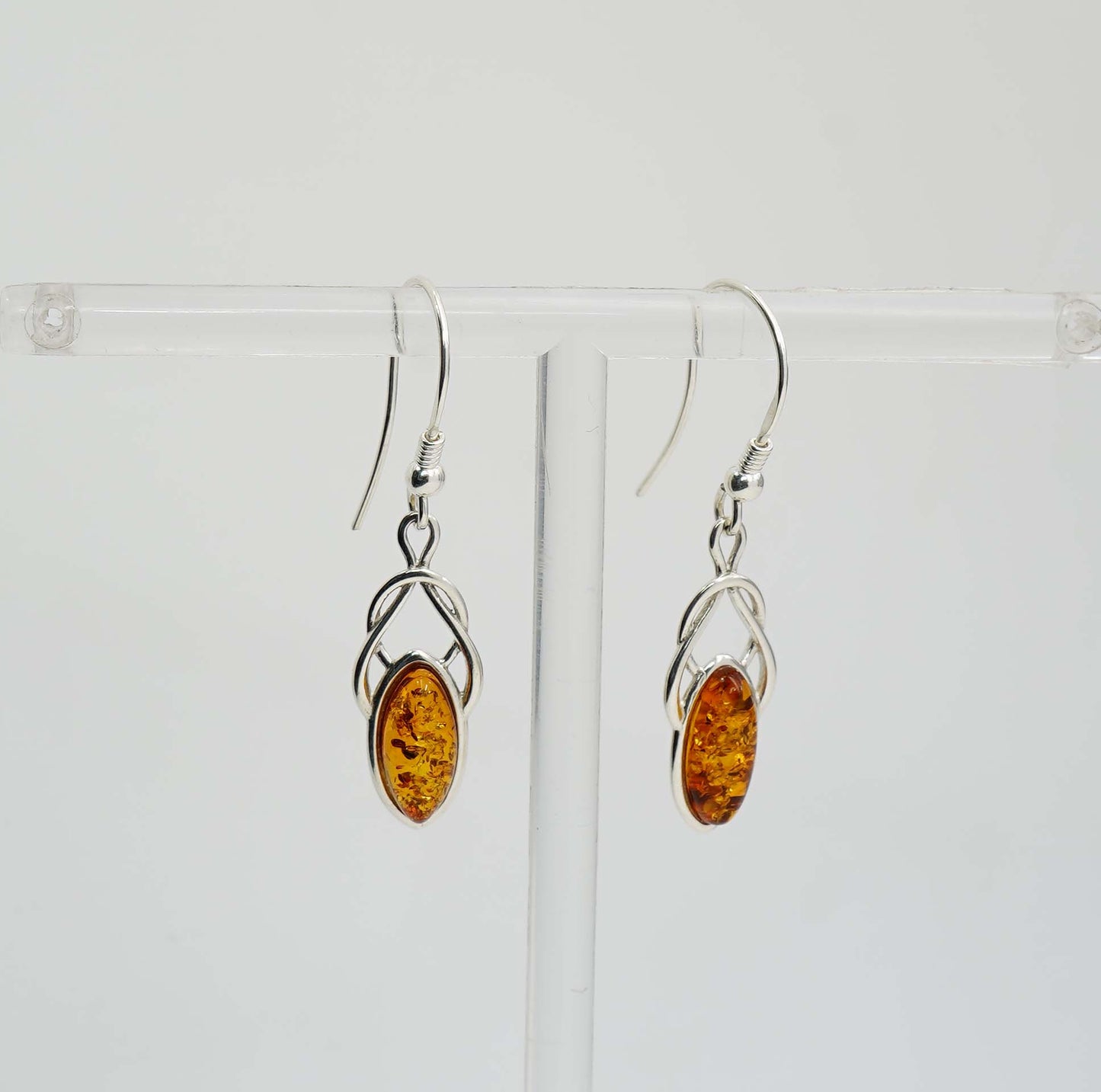 925 Solid Sterling Silver Natural Baltic Amber Hook Earring - 2.9 Grams