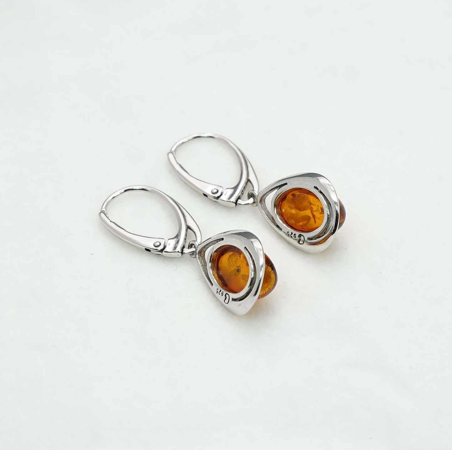 925 Solid Sterling Silver Natural Baltic Amber Hook Earring - 4.6 Grams